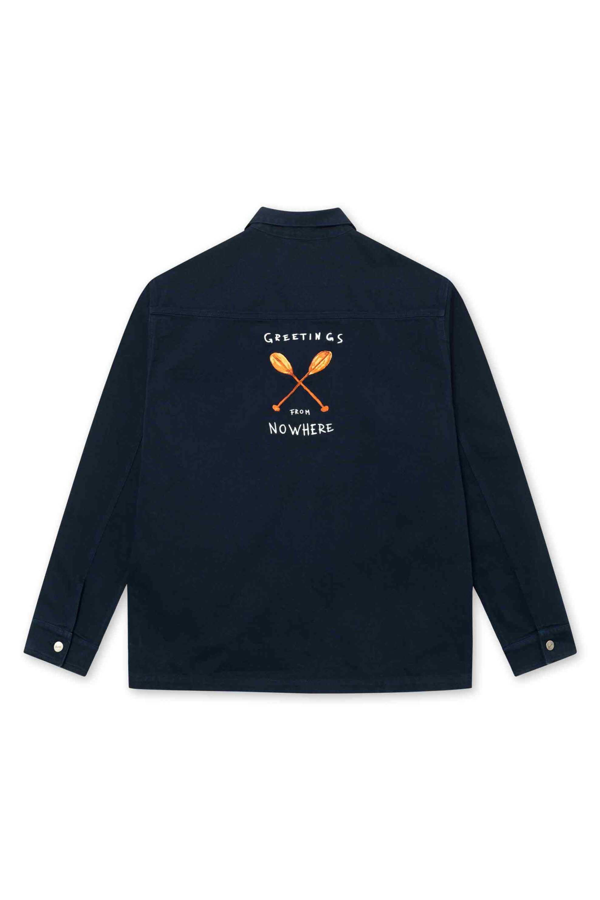 Forét ανδρικό overshirt με κεντημένο lettering στο πίσω μέρος Regular Fit "Nowhere" - F993 Μπλε Σκούρο φωτογραφία