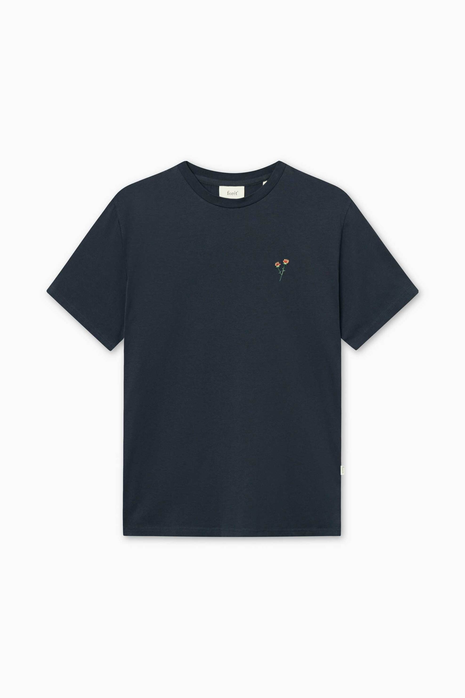 FORÉT Forét ανδρικό T-shirt με κέντημα Regular Fit "Flower" - F4080 Σκούρο Μπλε