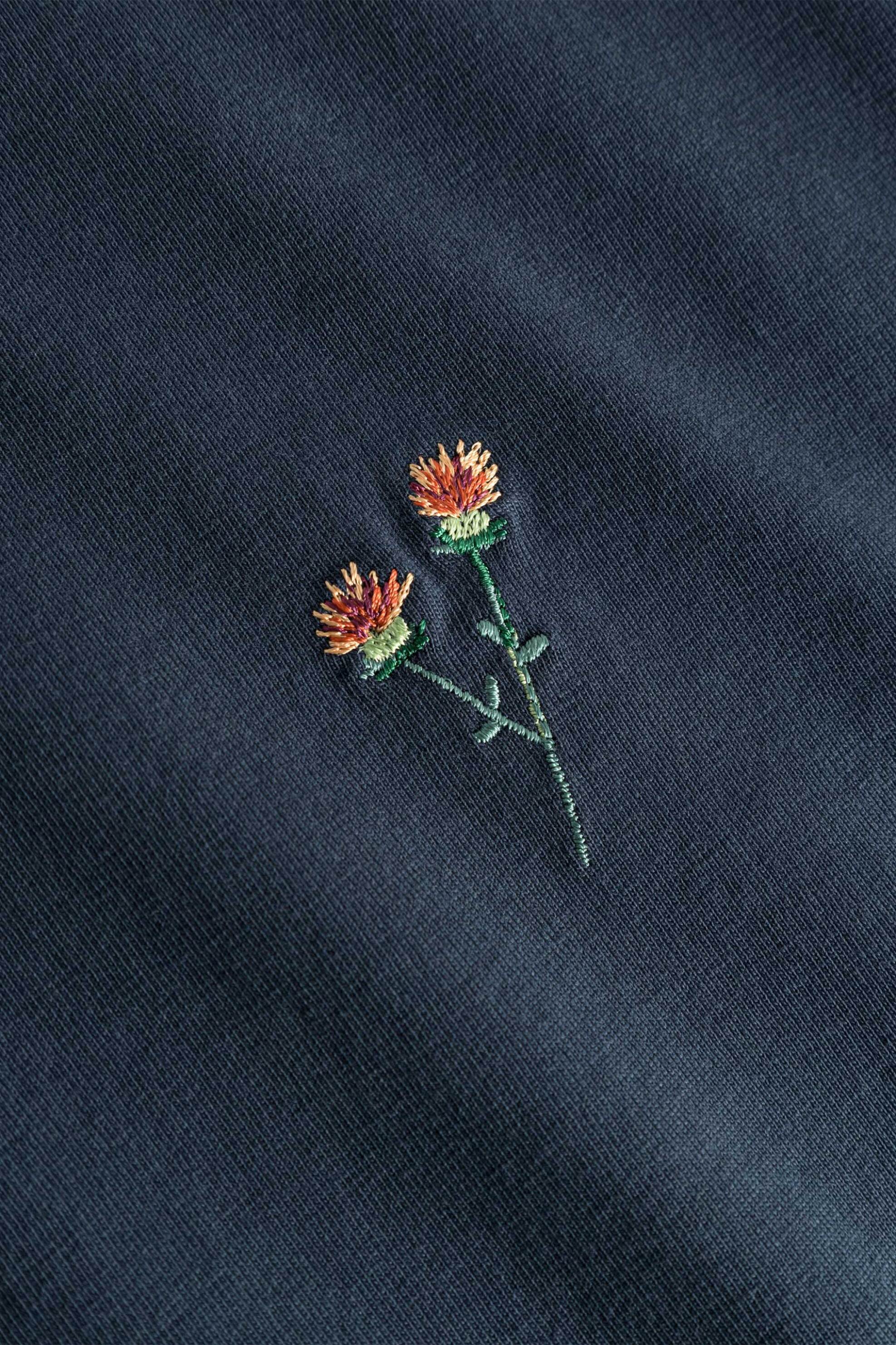 Forét ανδρικό T-shirt με κέντημα Regular Fit "Flower" - F4080 Σκούρο Μπλε φωτογραφία