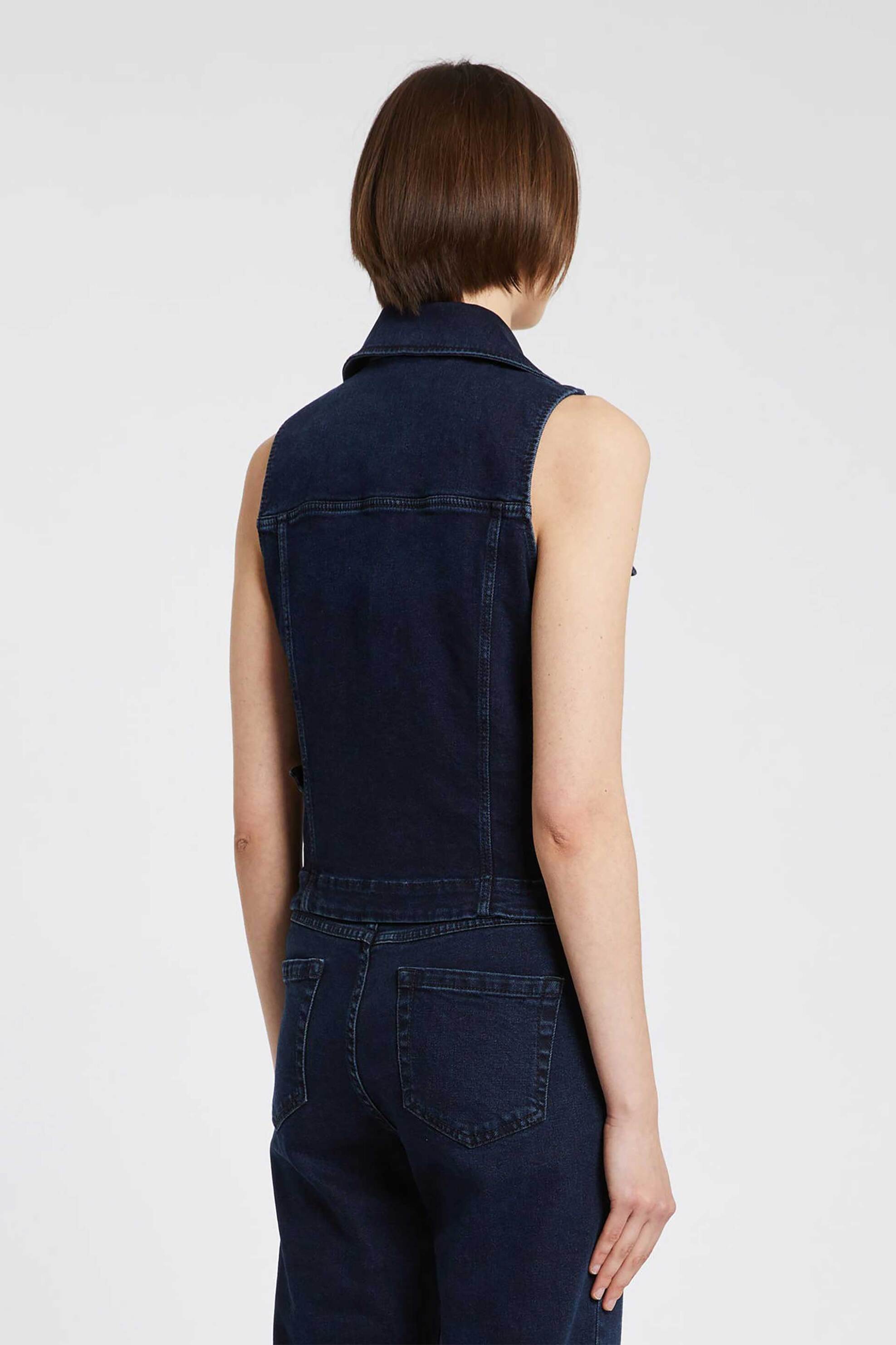iBlues γυναικείο denim γιλέκο με τσέπες στο στήθος Slim Fit - 2517151011200 Denim Blue Σκούρο φωτογραφία