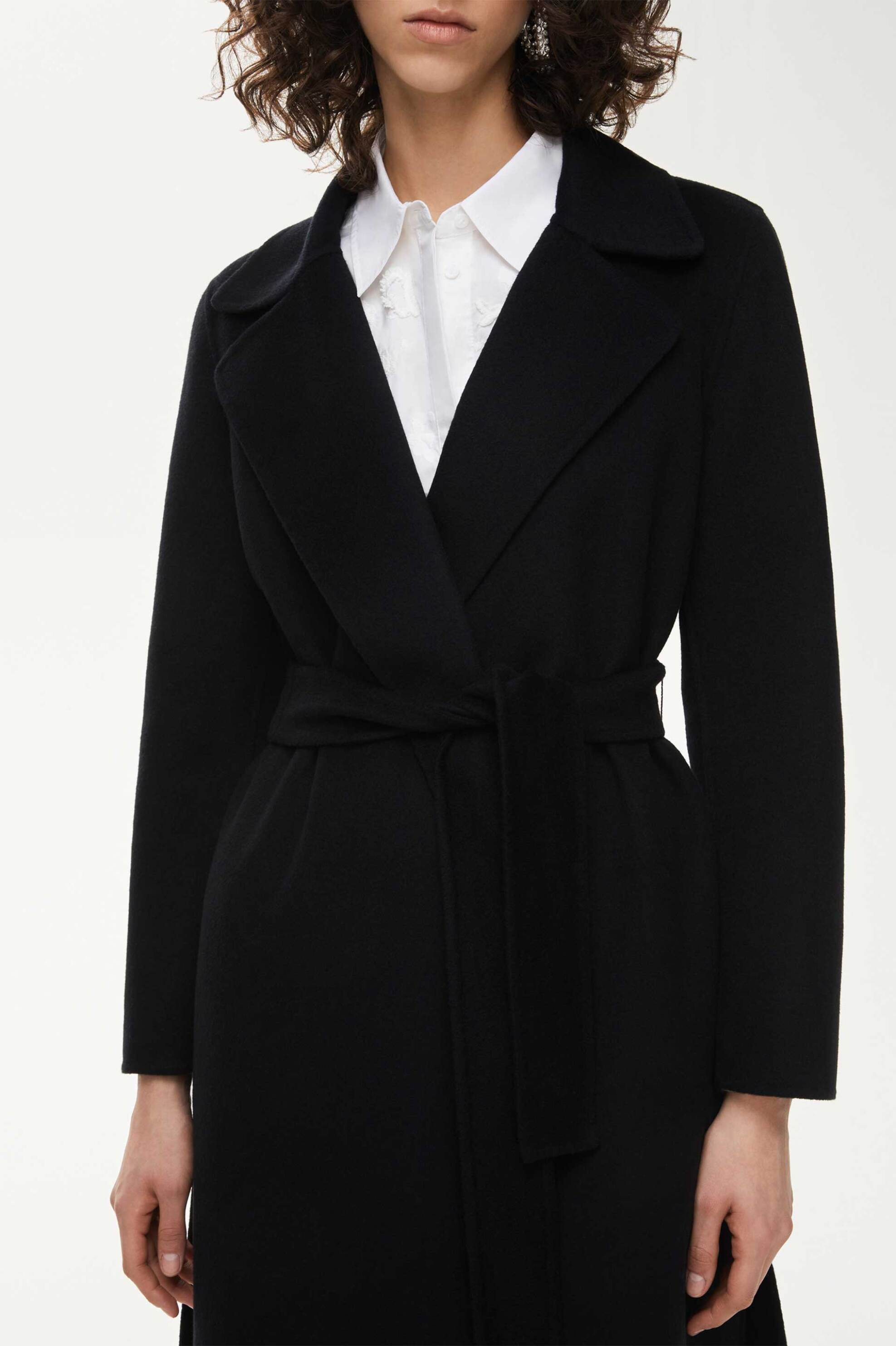 iBlues γυναικείο παλτό μονόχρωμο με ζώνη "Reus" - 2527016021200 Μαύρο φωτογραφία