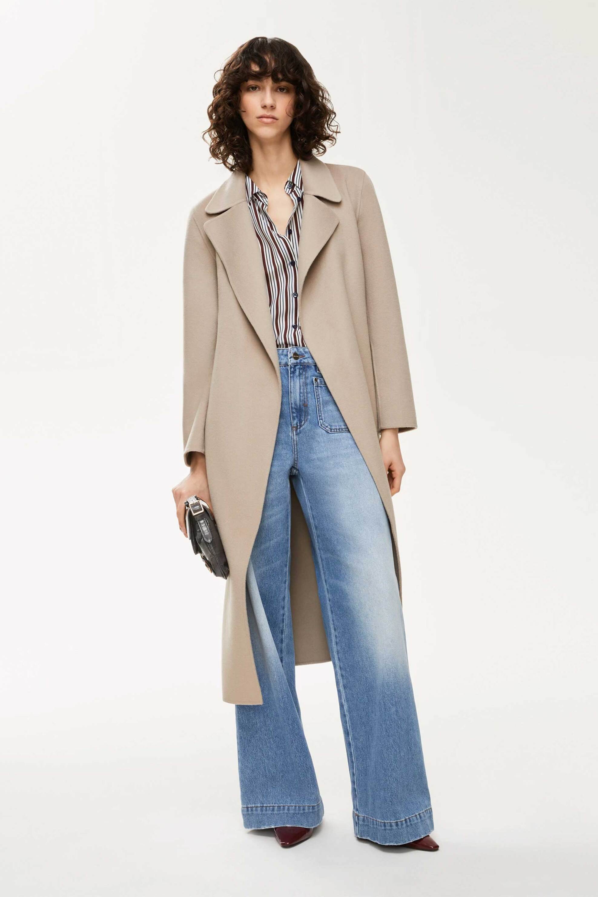 I BLUES iBlues γυναικείο παλτό μονόχρωμο με ζώνη "Reus" - 2527016021200 Μπεζ