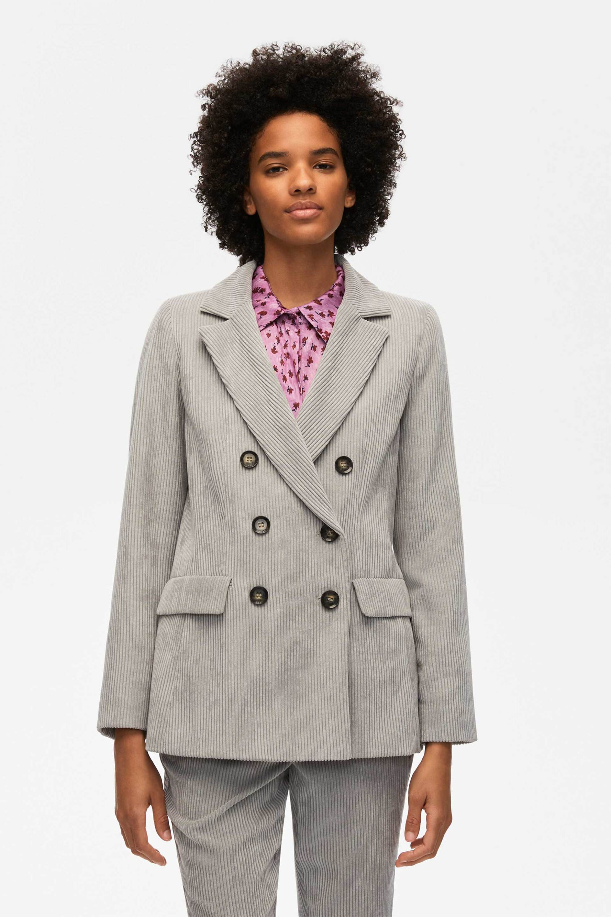 I BLUES iBlues γυναικείο σακάκι κοτλέ "Calais" - 2527046022200 Γκρι