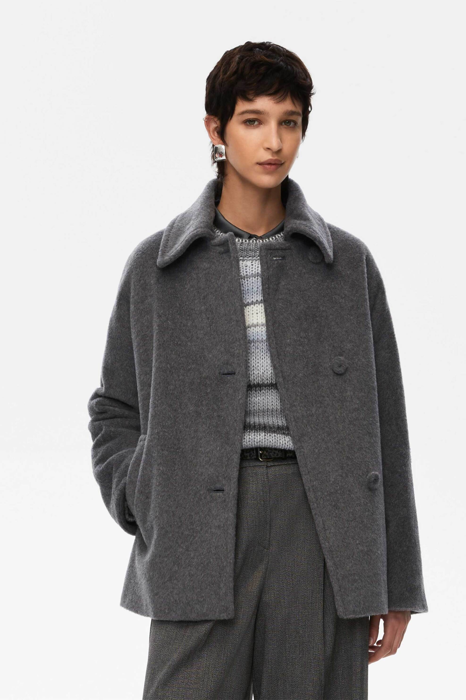 I BLUES iBlues γυναικείο κοντό παλτό μονόχρωμο "Danza" - 2527086052200 Γκρι