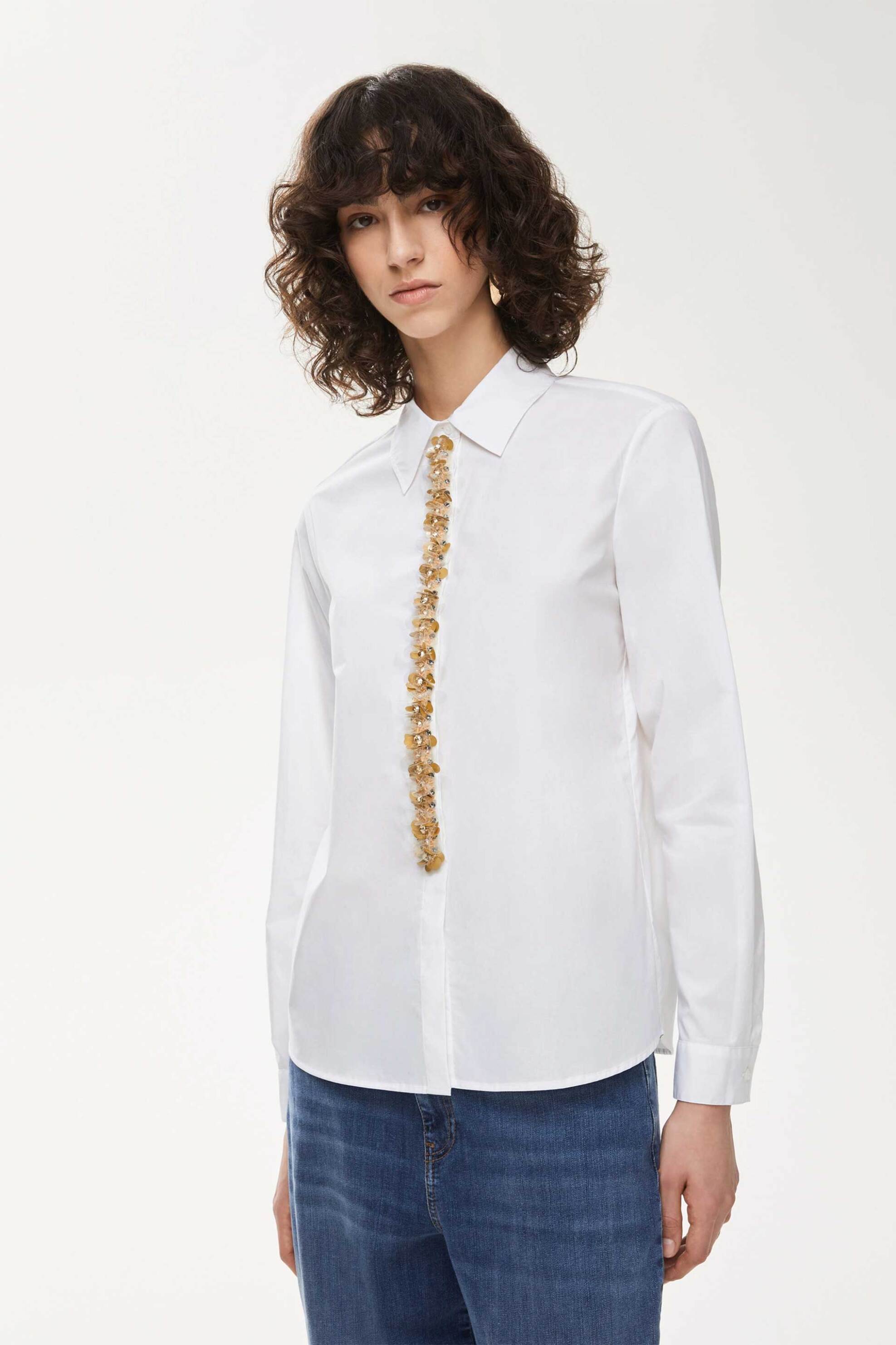 I BLUES iBlues γυναικείο πουκάμισο με παγιέτες "Bernini" - 2527116021200 Λευκό