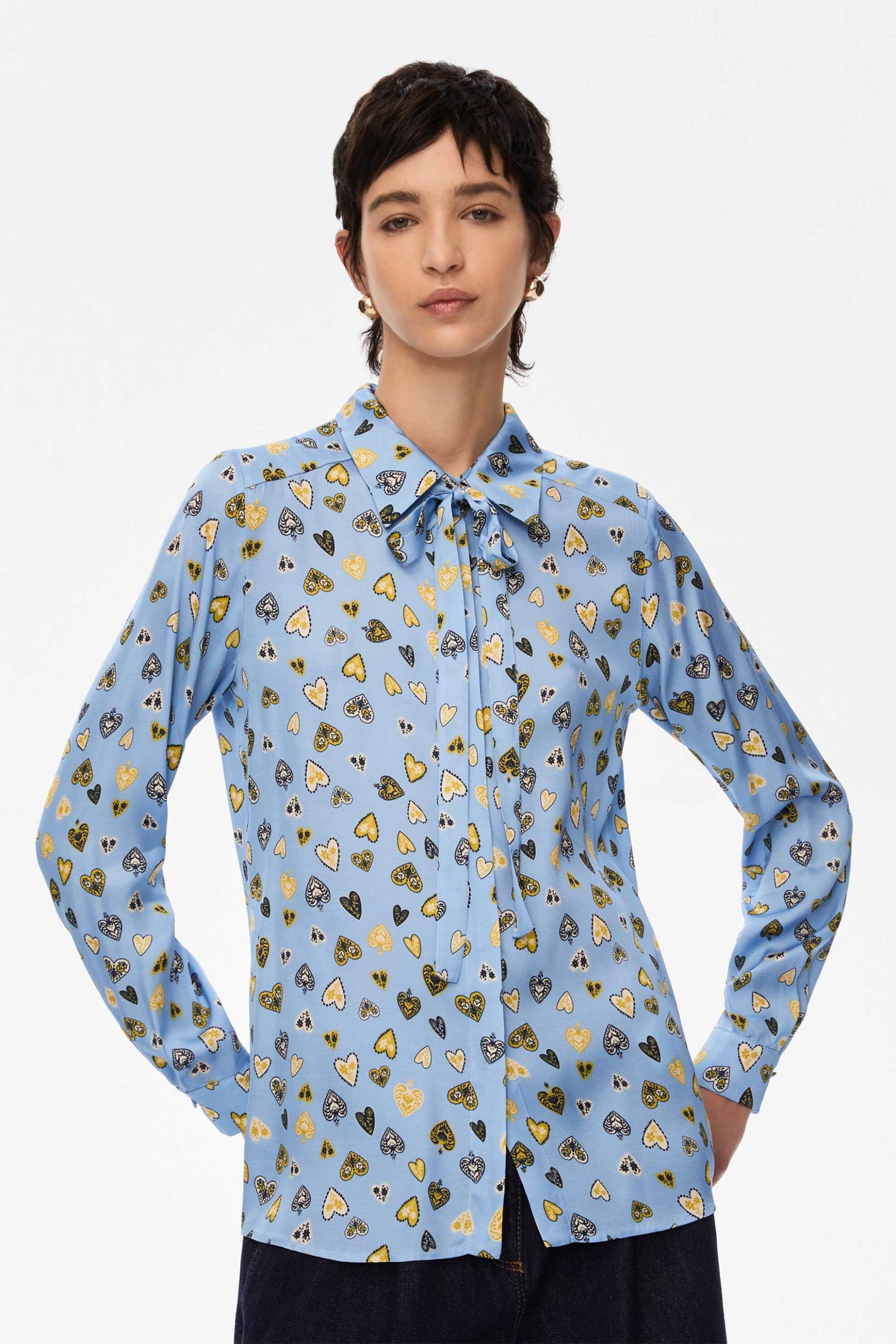 iBlues γυναικείο πουκάμισο εμπριμέ "Kapok" - 2527116092200 Σιελ