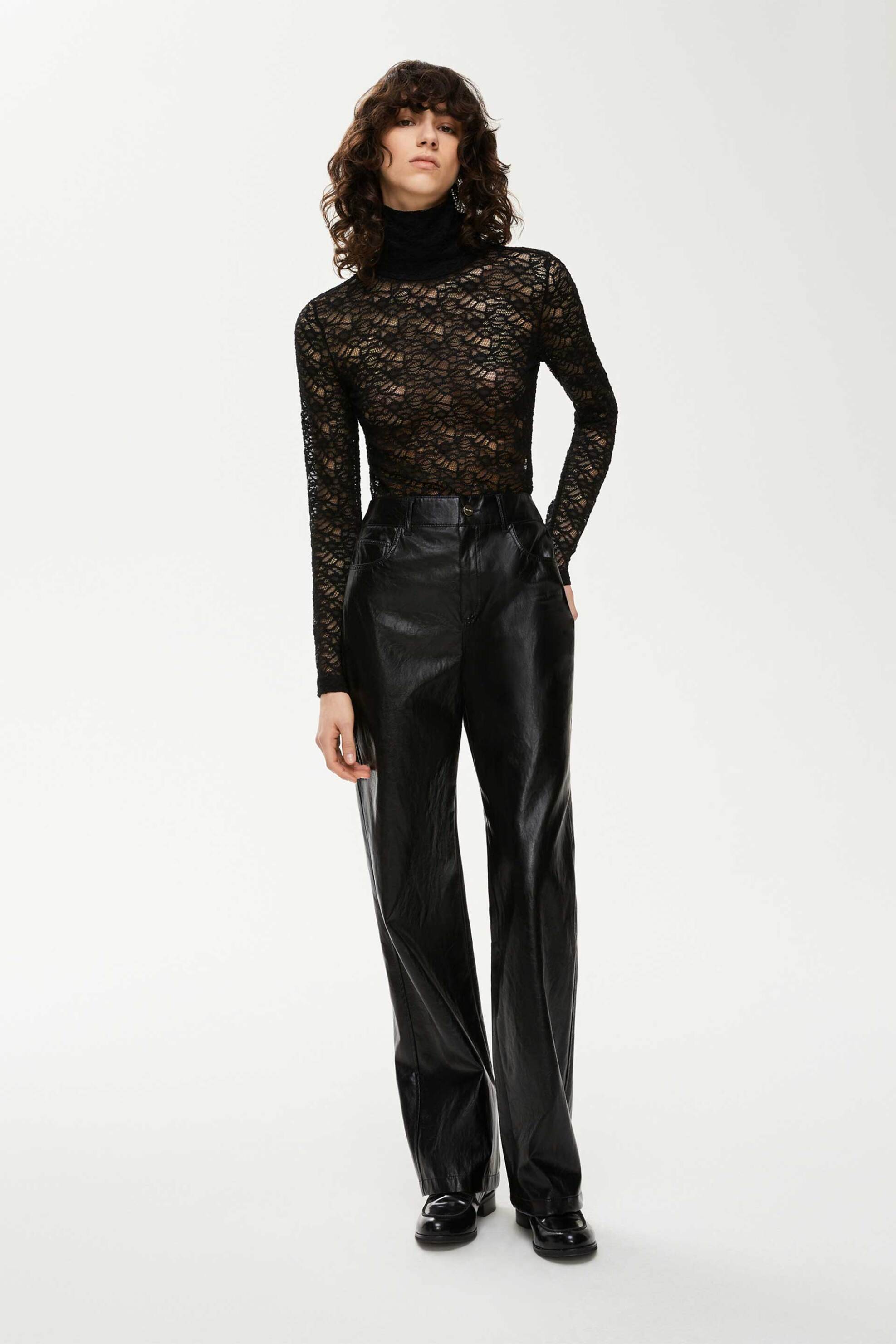 iBlues γυναικείο παντελόνι από faux δέρμα "Zac" - 2527136081200 Μαύρο