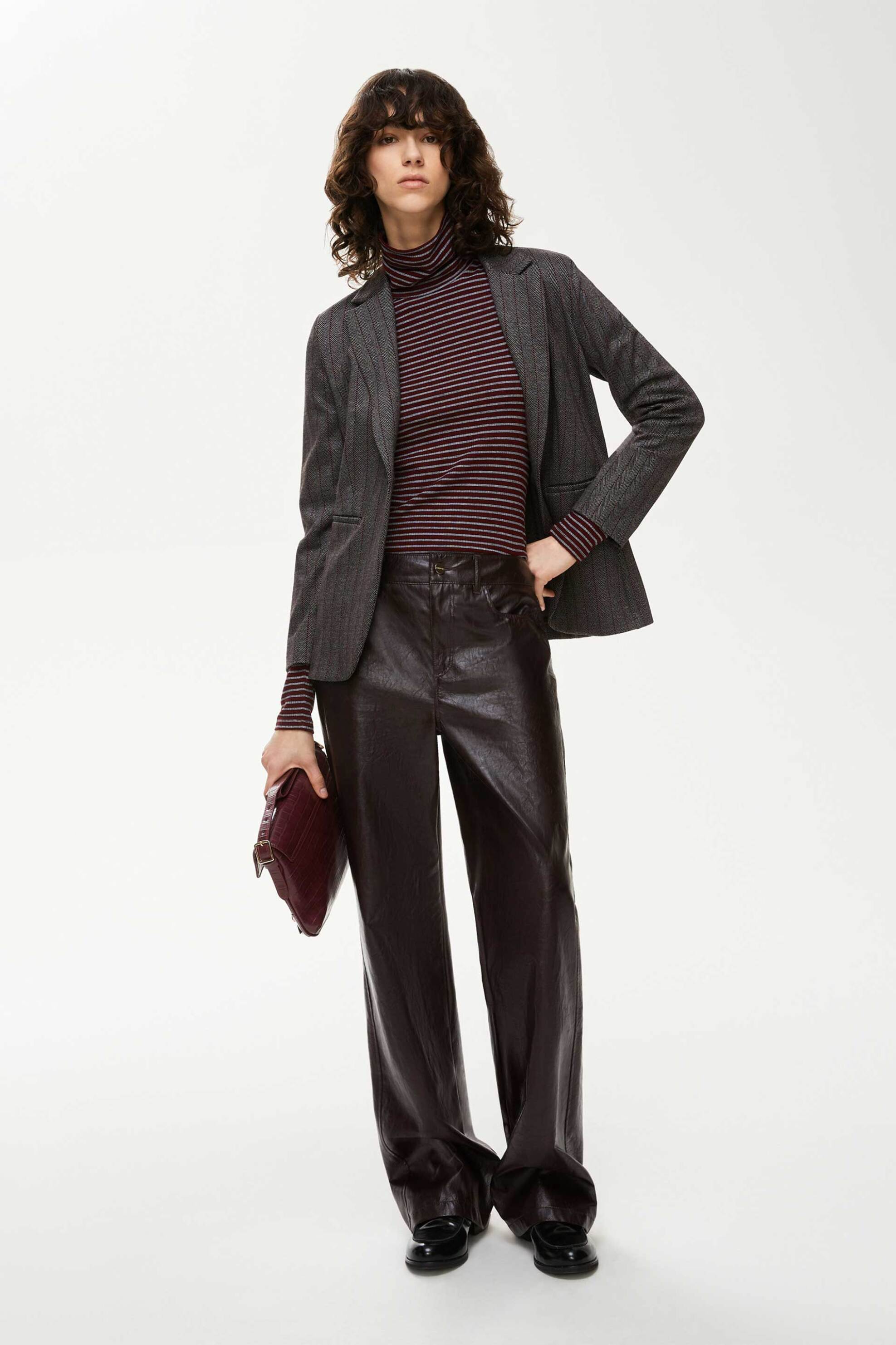 iBlues γυναικείο παντελόνι από faux δέρμα "Zac" - 2527136081200 Μπορντό