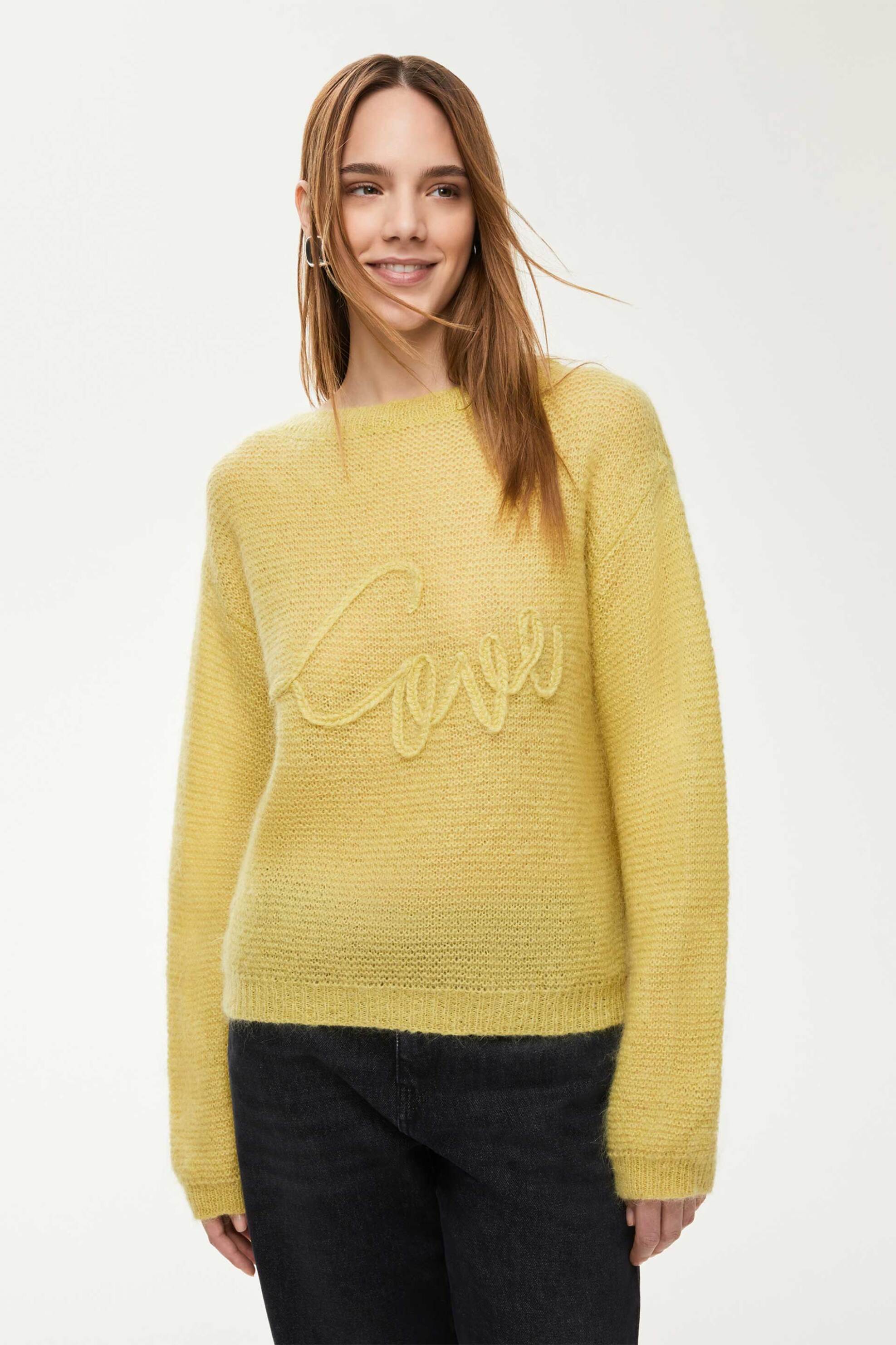 iBlues γυναικεία πλεκτή μπλούζα με ανάγλυφο κέντημα "Oglio" - 2527366221200 Κίτρινο