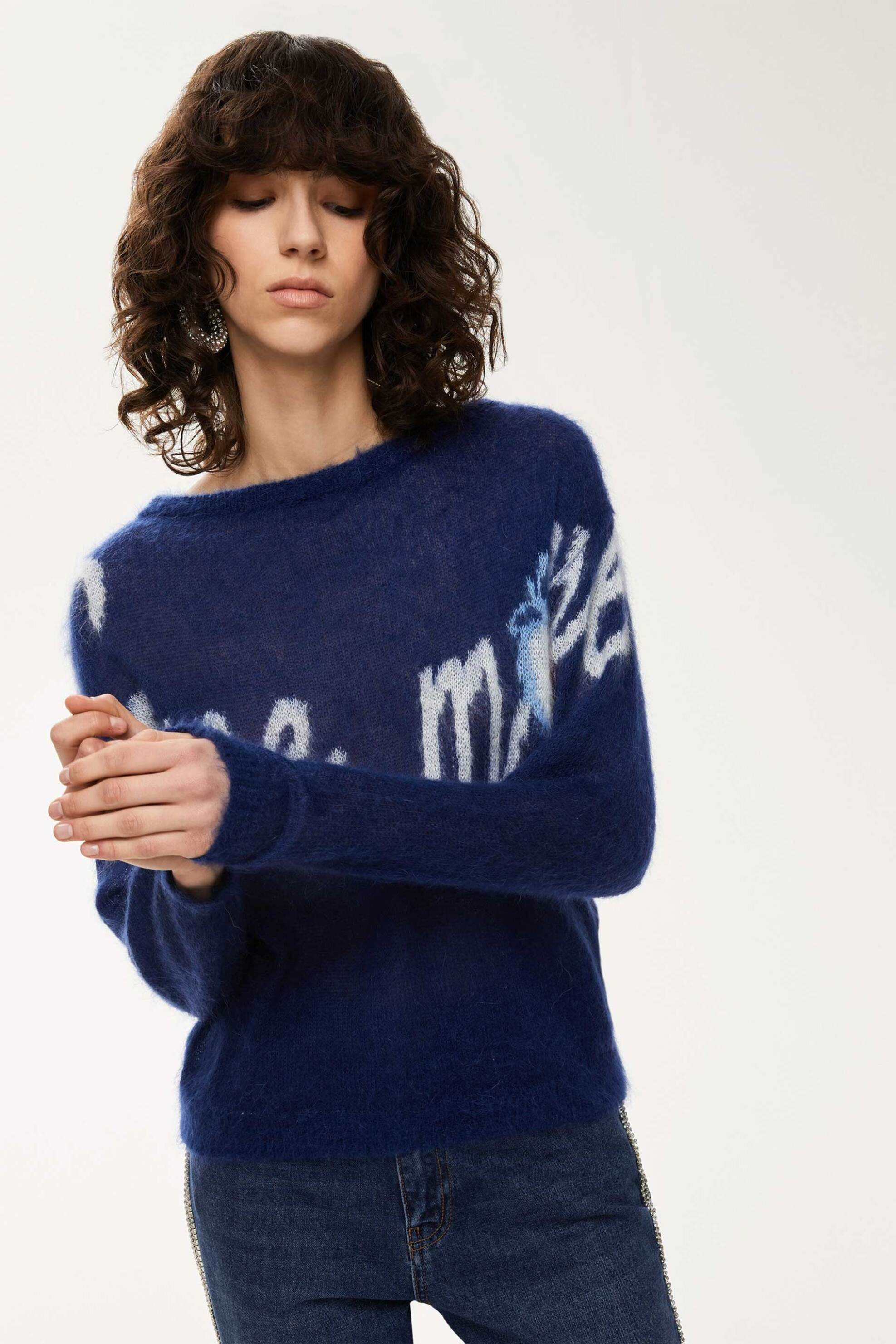 iBlues γυναικεία πλεκτή μπλούζα με σχέδιο "Donnola" - 2527366291200 Μπλε Σκούρο