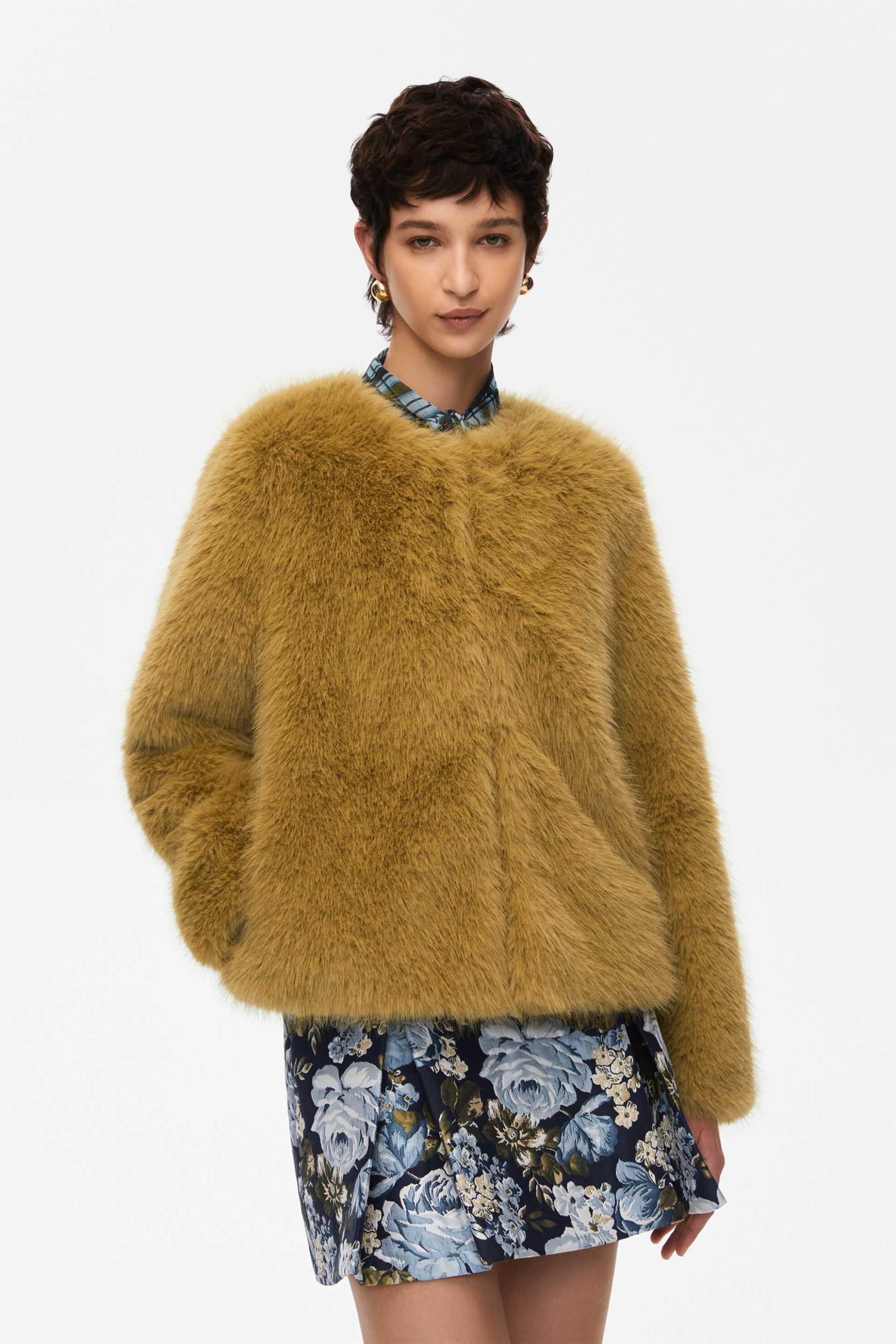 I BLUES iBlues γυναικείο jacket faux fur "Ovidio" - 2527456022200 Κίτρινο