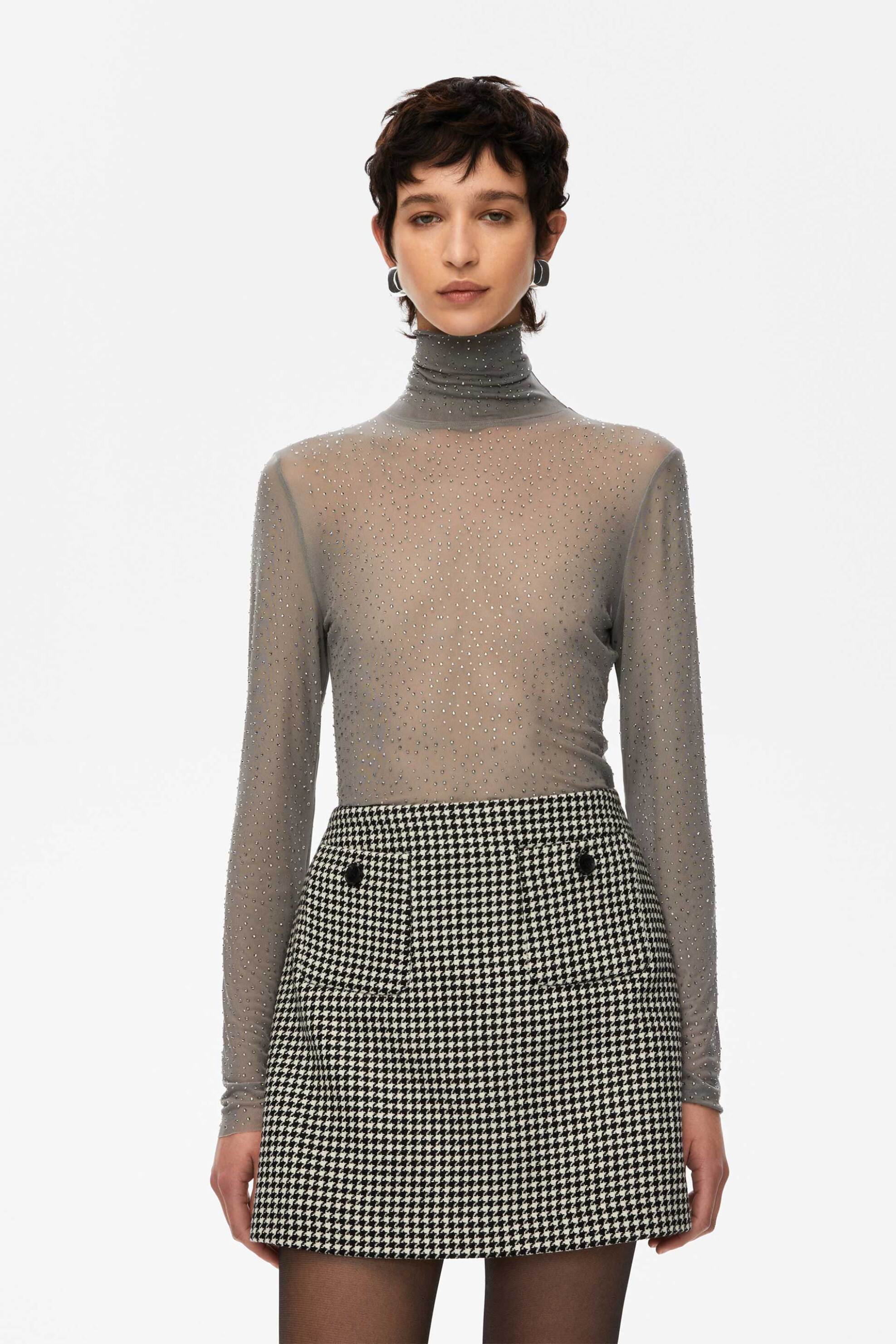 iBlues γυναικεία μπλούζα τούλινη με στρας "Report" - 2527946012200 Γκρι