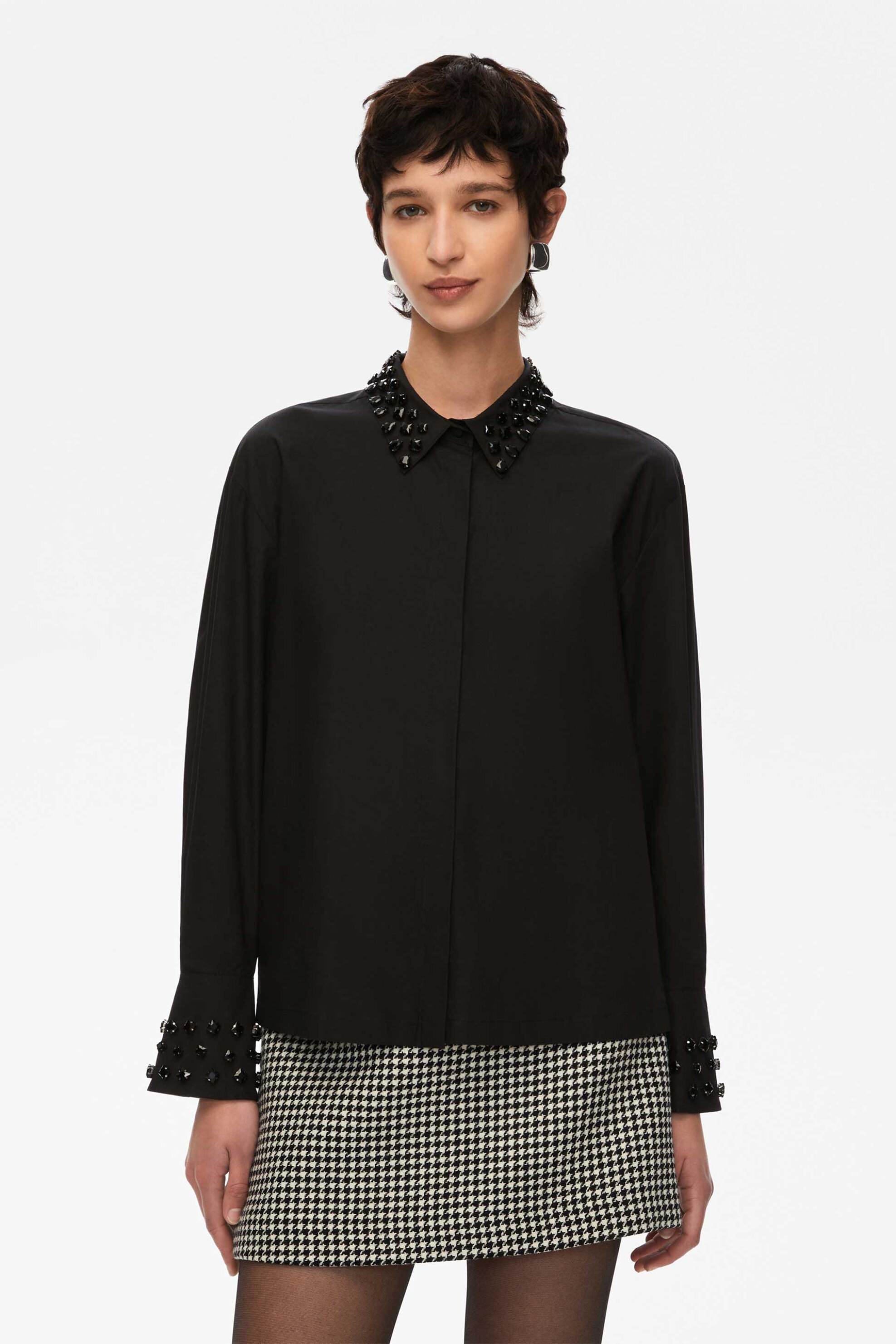 iBlues γυναικείο πουκάμισο με στρας "Bristol" - 2527116052200 Μαύρο