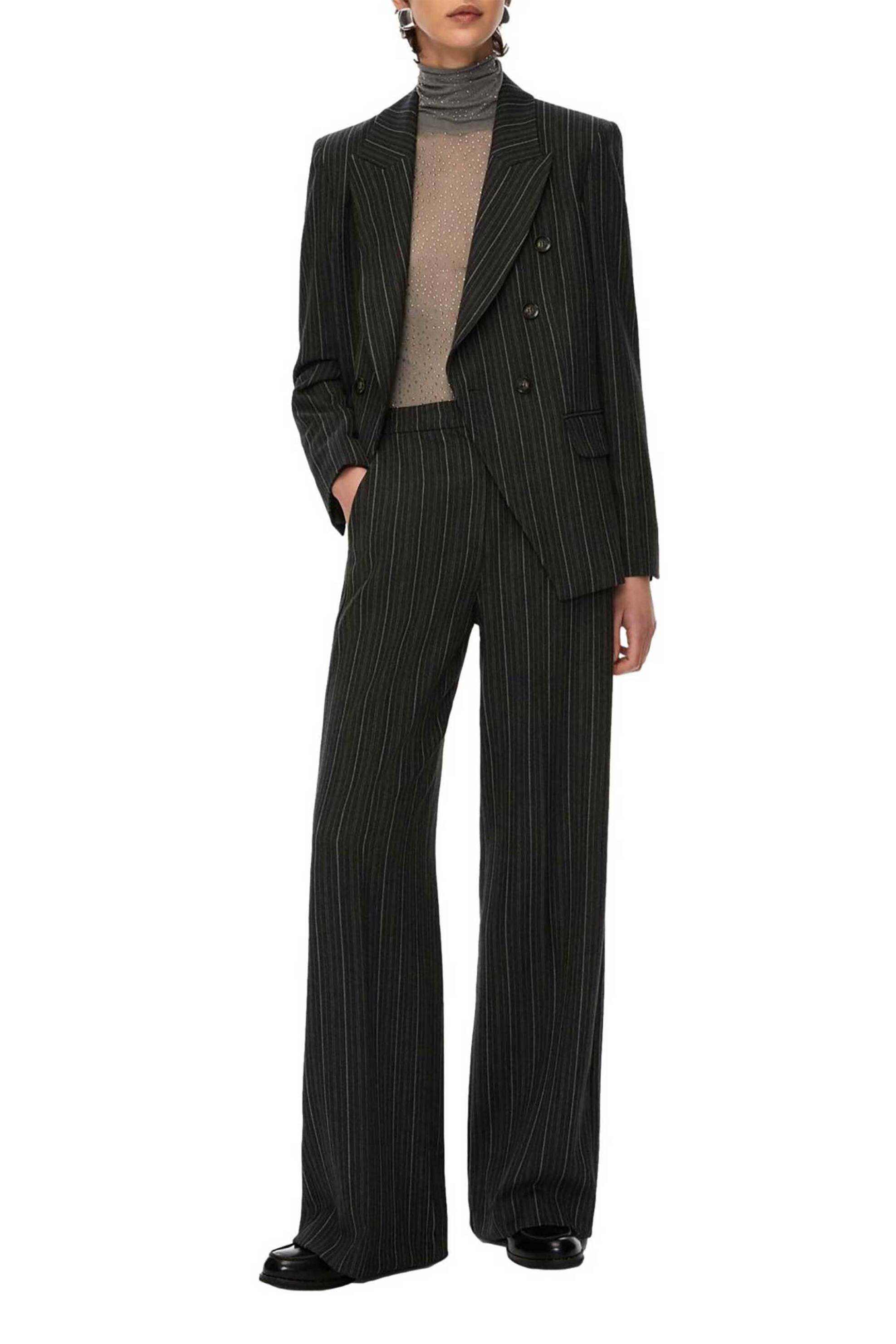 iBlues γυναικείο παντελόνι ριγέ - 2527136102200 Ανθρακί