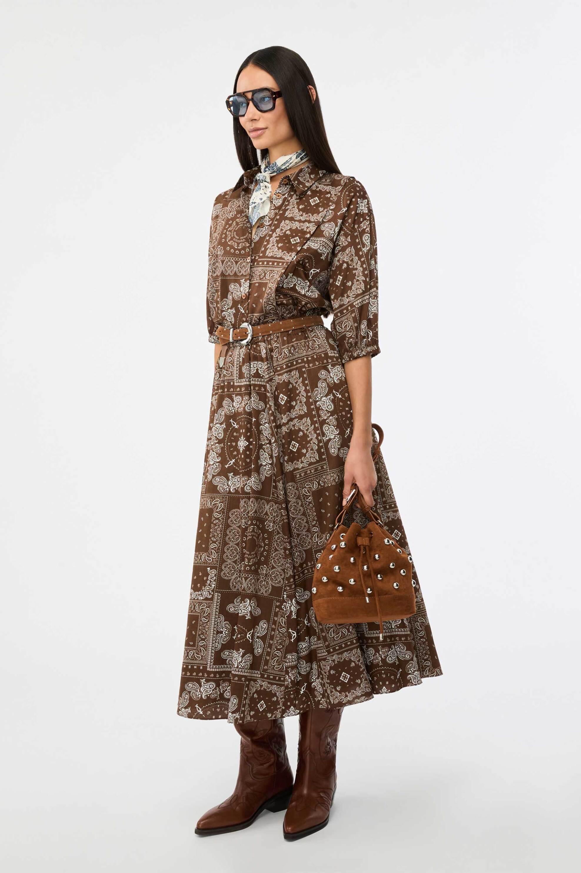 I BLUES iBlues γυναικεία maxi φούστα με print "Iblvetta" - 2617101081 Καφέ