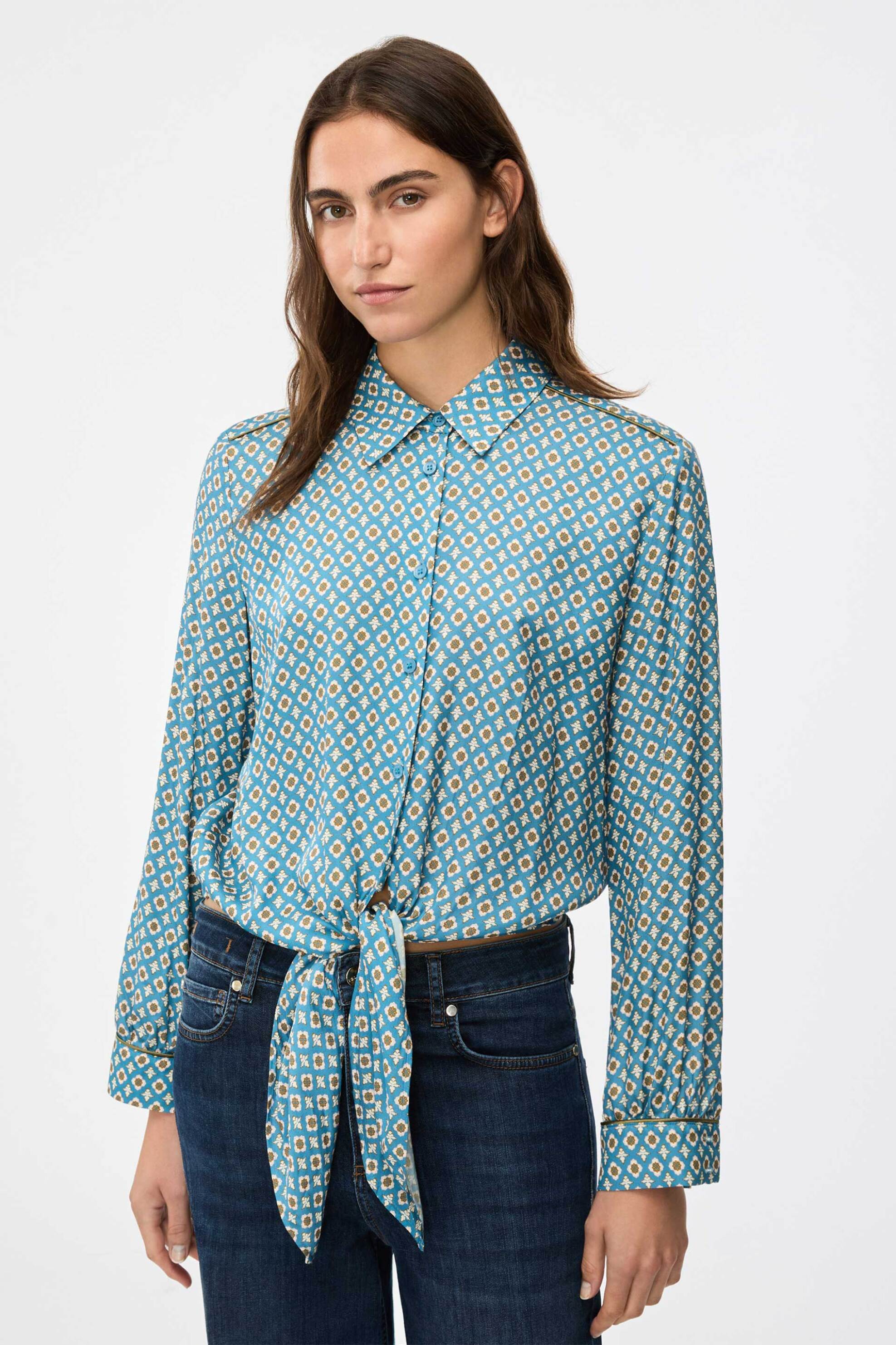 iBlues γυναικείο πουκάμισο με print "Iblpattino" - 2617111271 Γαλάζιο