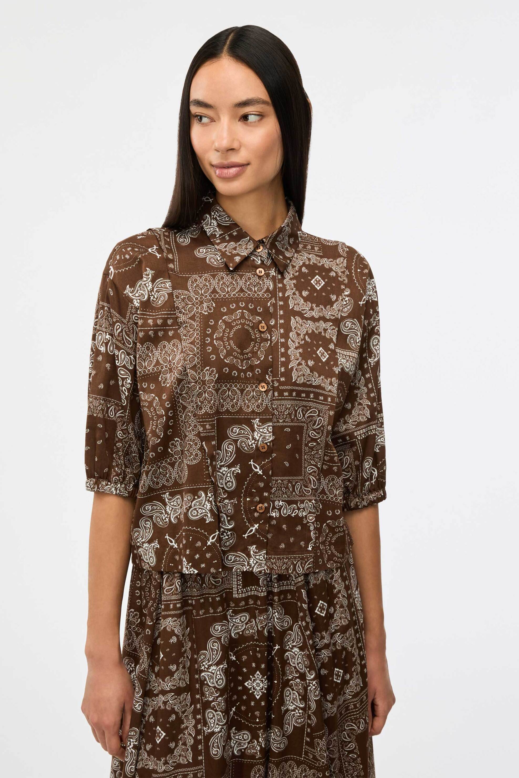 I BLUES iBlues γυναικείο πουκάμισο με print "Iblabito" - 2617111281 Καφέ