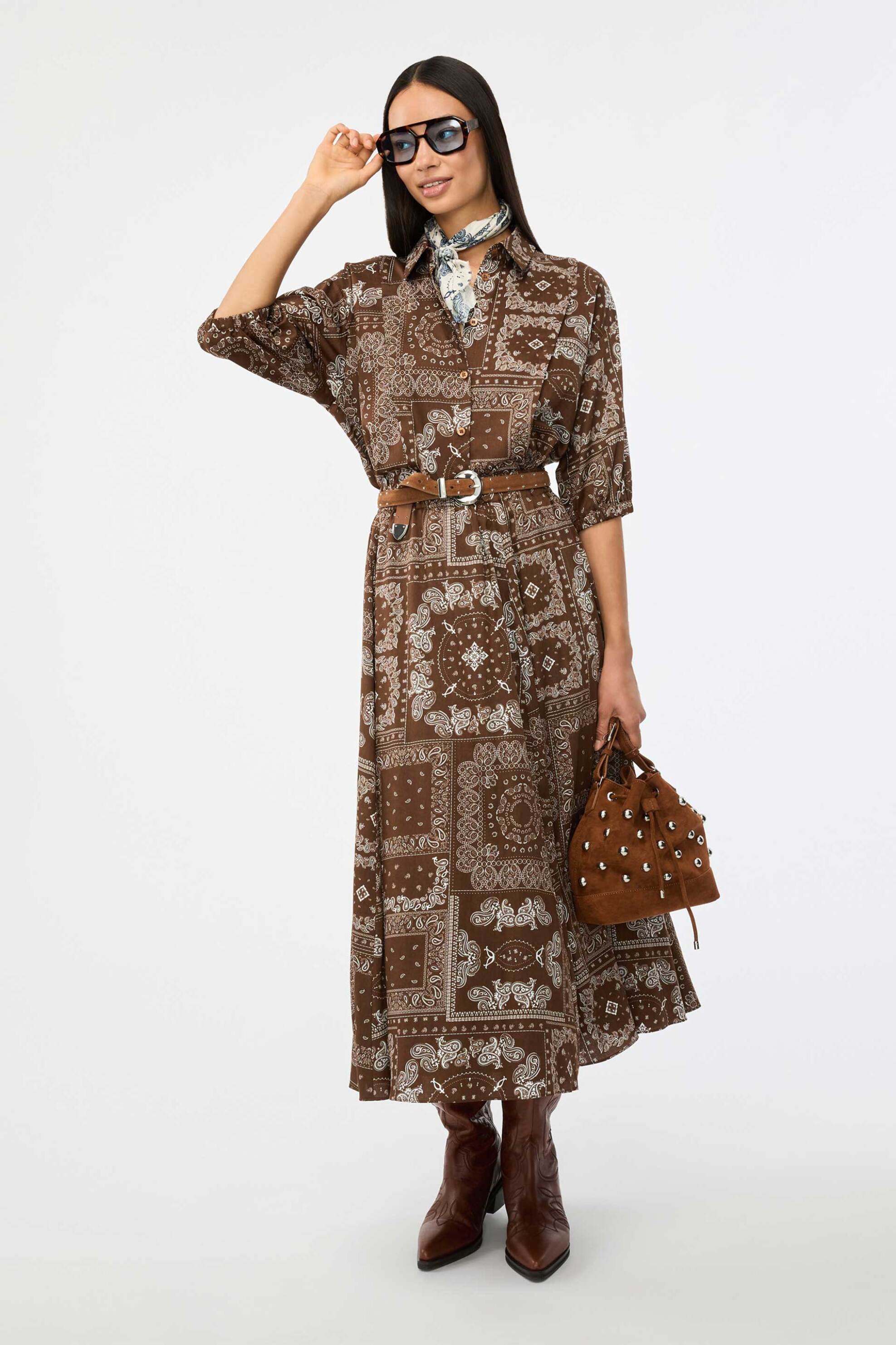 iBlues γυναικείο πουκάμισο με print "Iblabito" - 2617111281 Καφέ φωτογραφία