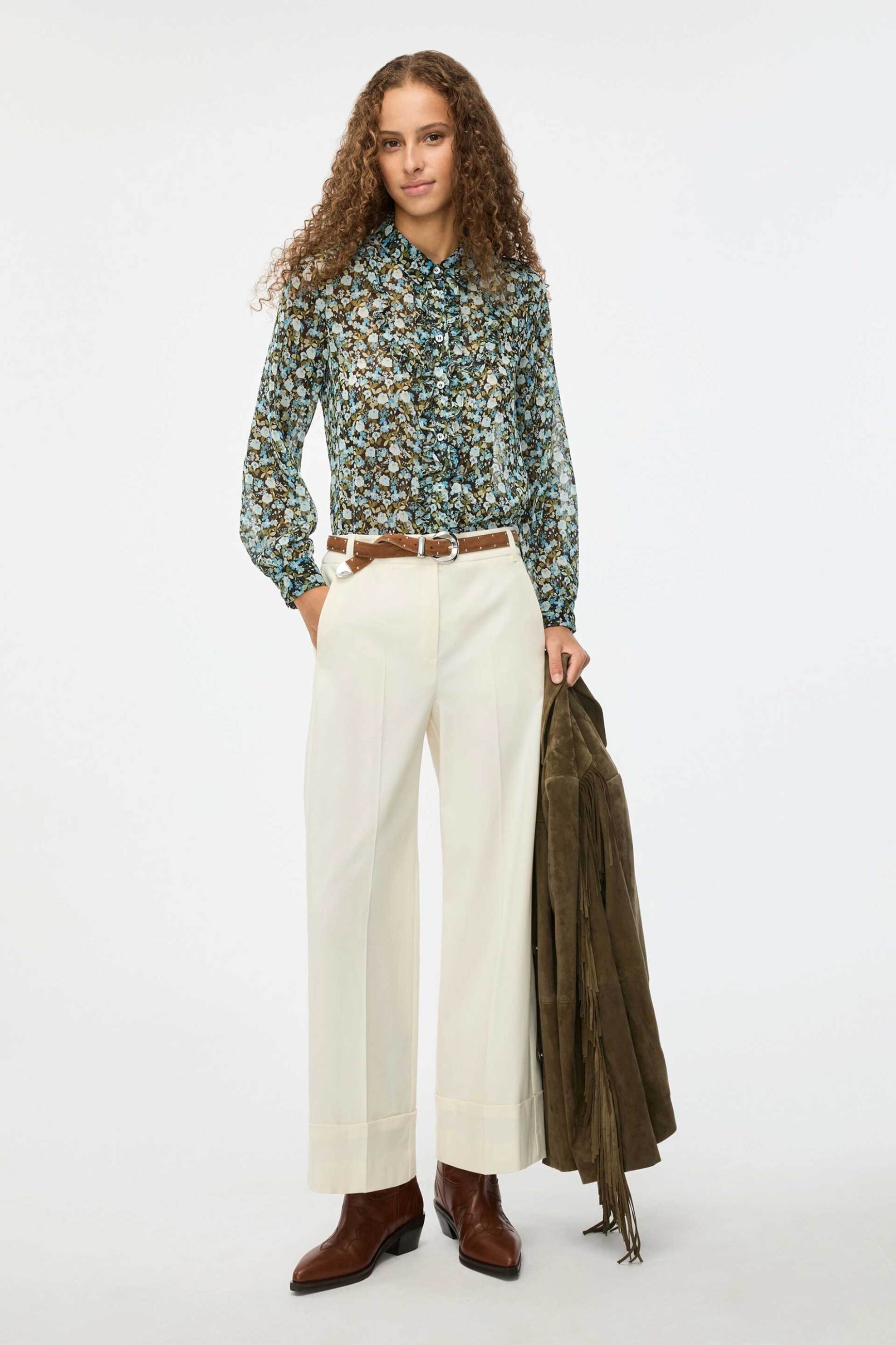 iBlues γυναικείο παντελόνι Wide Leg "Iblscacco" - 2617131091 Λευκό