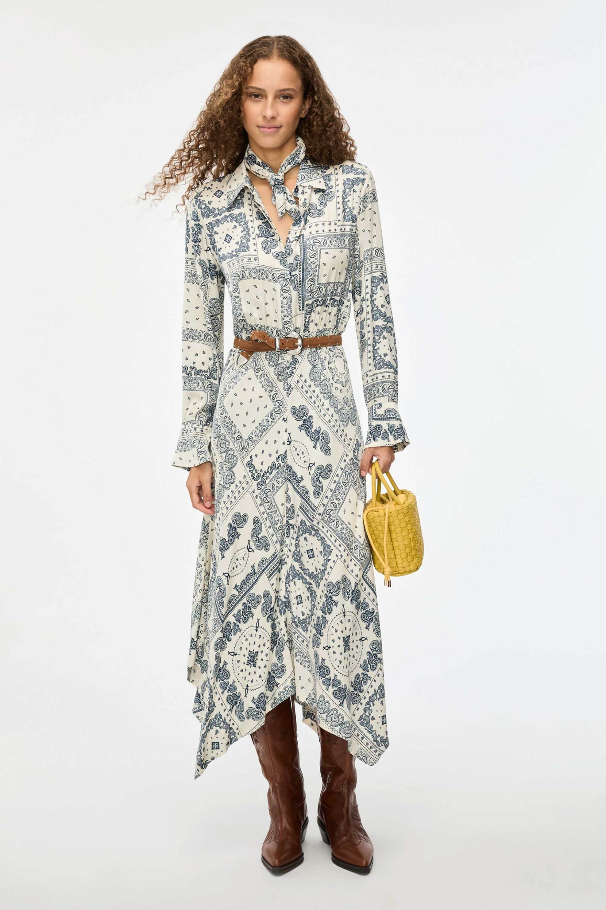 iBlues γυναικείο φόρεμα midi με all-over print "Iblacaici" - 2617221071 Κρέμ