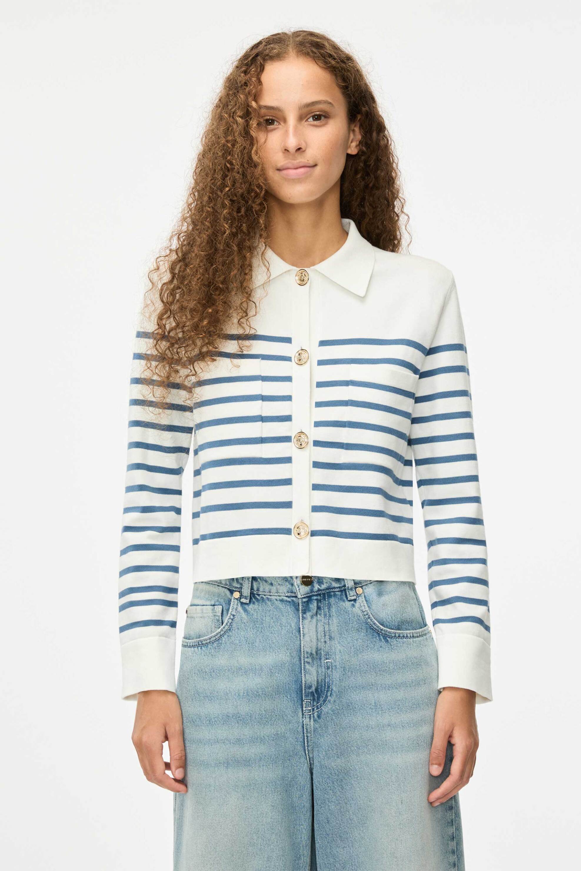 I BLUES iBlues γυναικεία ζακέτα με ριγέ σχέδιο "Iblvolante" - 2617341071 Λευκό