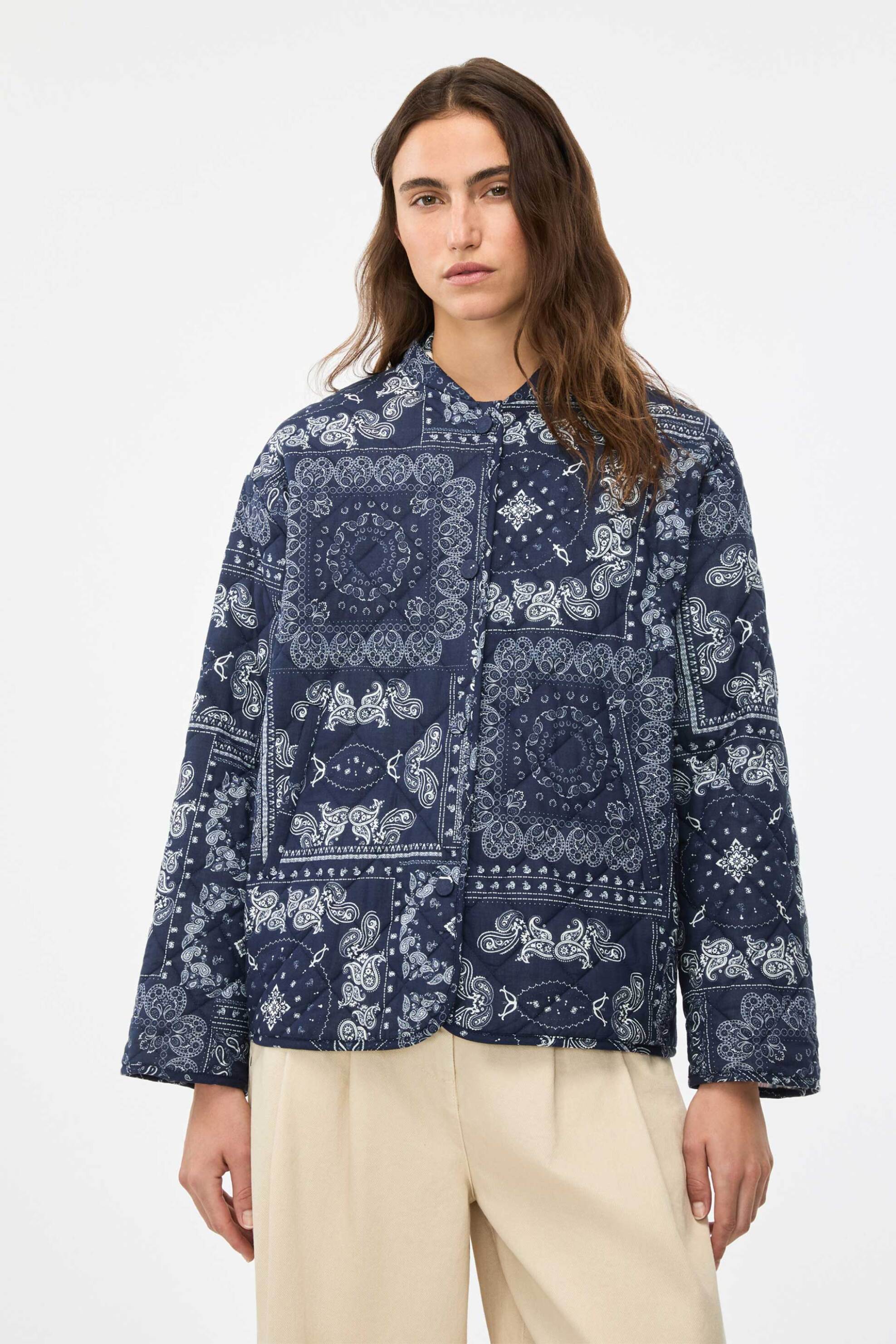 iBlues γυναικείο jacket καπιτονέ με all-over print "Iblfianco" - 2617481041 Μπλε Σκούρο