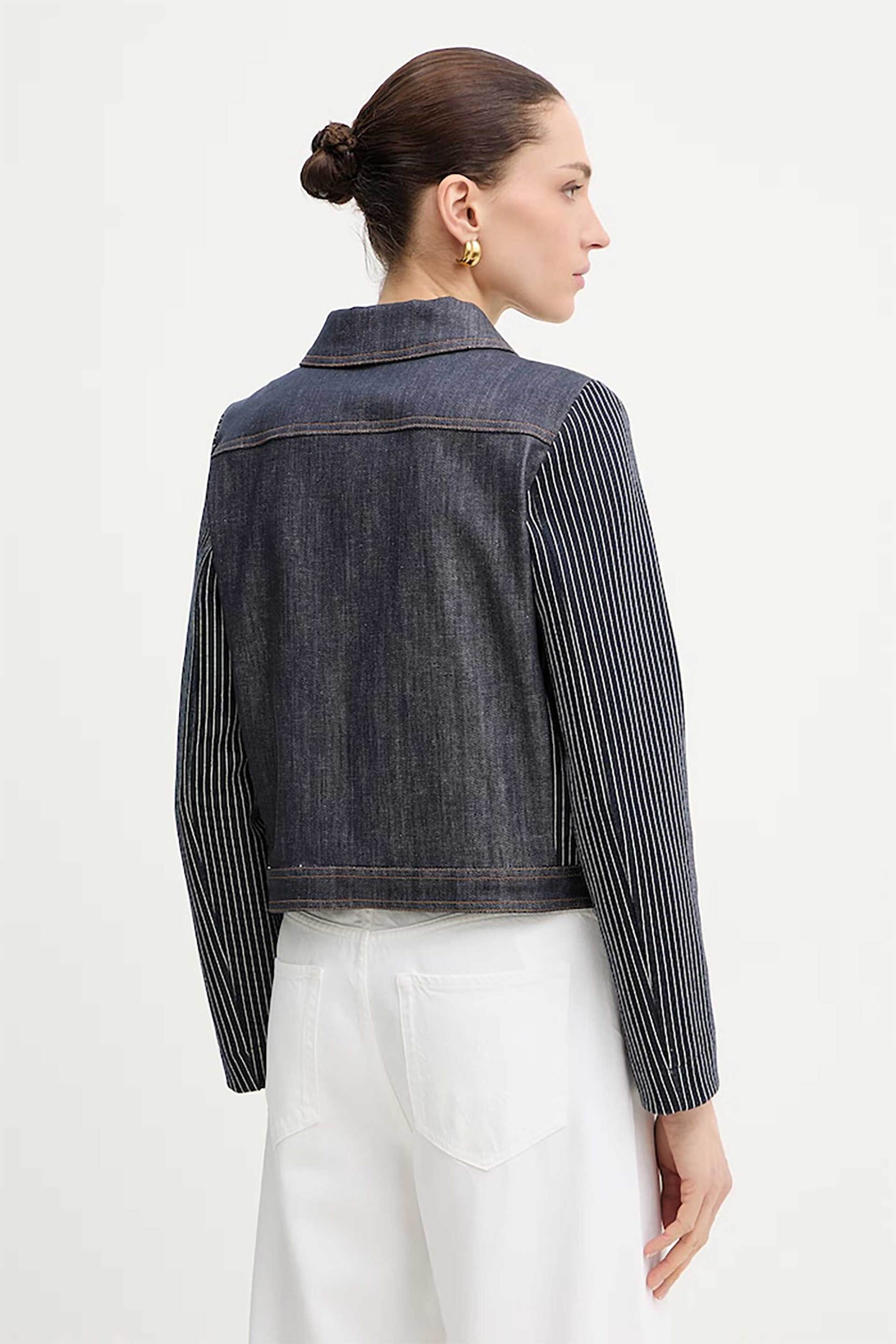 I BLUES iBlues γυναικείο jacket ριγέ με μπουτονιέρα "Oscuro" - 2617911011200 Μπλε Σκούρο - 3