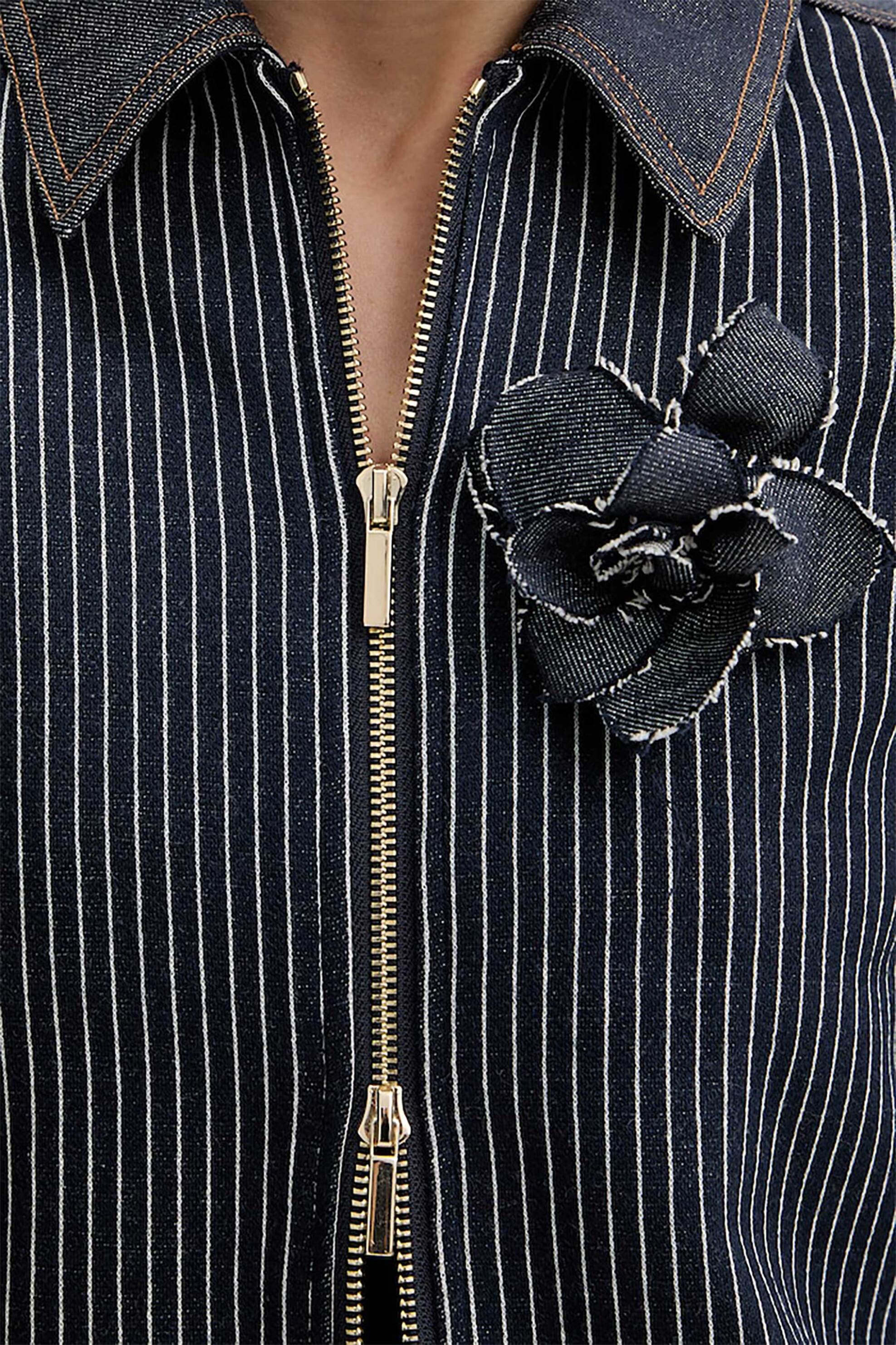 I BLUES iBlues γυναικείο jacket ριγέ με μπουτονιέρα "Oscuro" - 2617911011200 Μπλε Σκούρο - 4