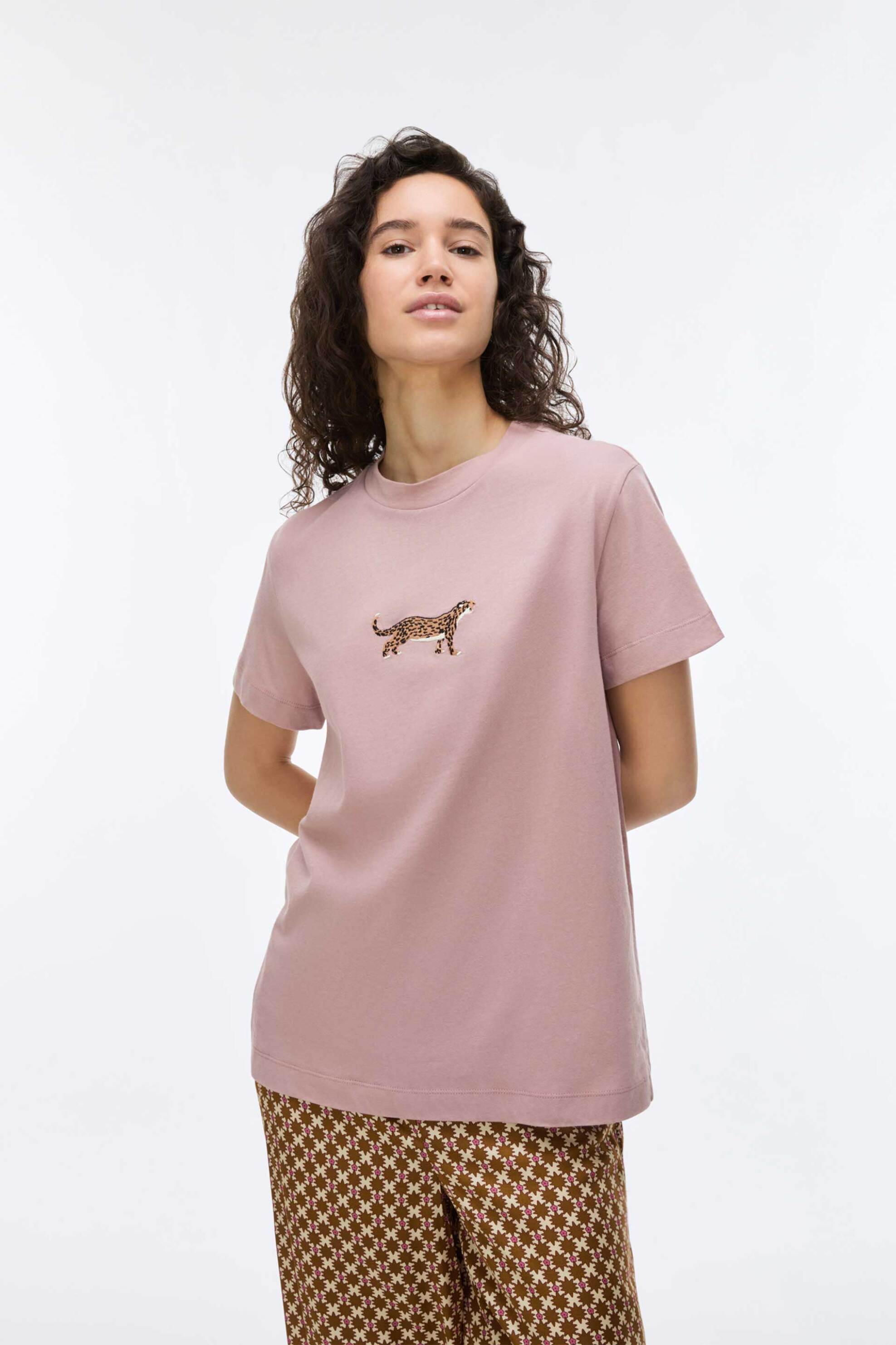iBlues γυναικείο T-shirt μονόχρωμο με animal print 