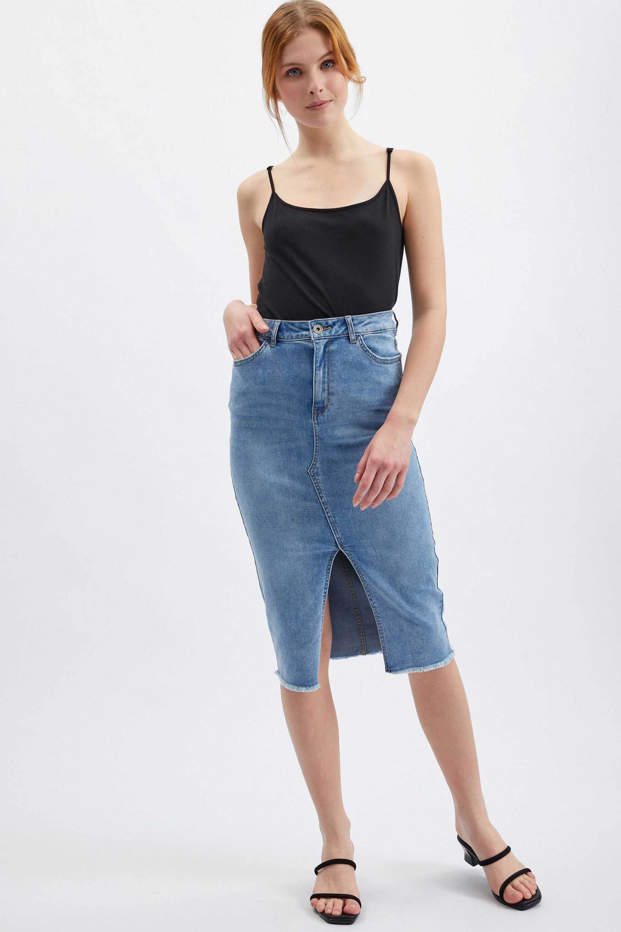 ORSAY Orsay γυναικεία midi denim φούστα με άνοιγμα μπροστά - 710319 -D00-0128 Denim Blue Ανοιχτό 2025
