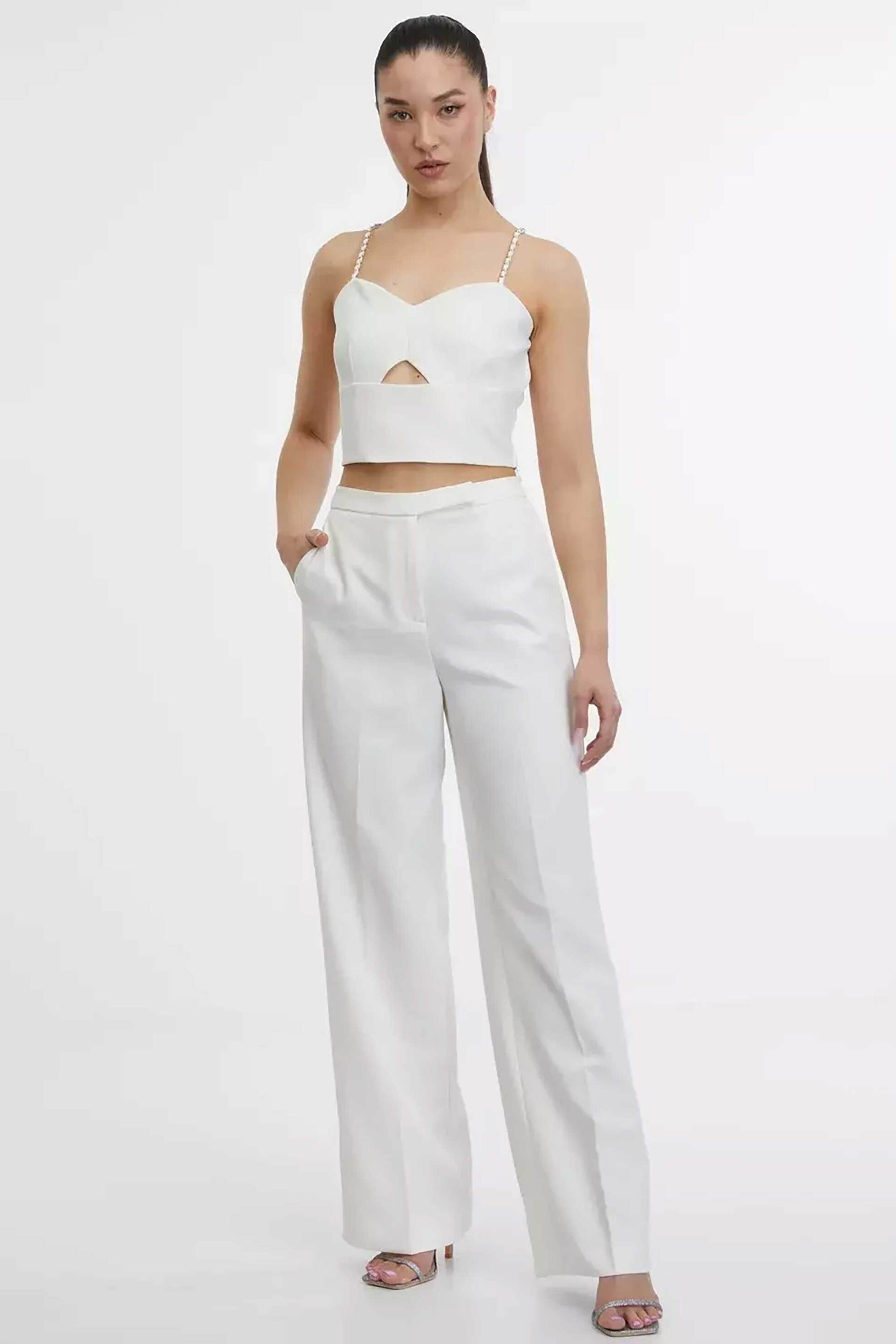 ORSAY Orsay γυναικείο μονόχρωμο παντελόνι Wide Leg - 1000254-X11-0604 Λευκό