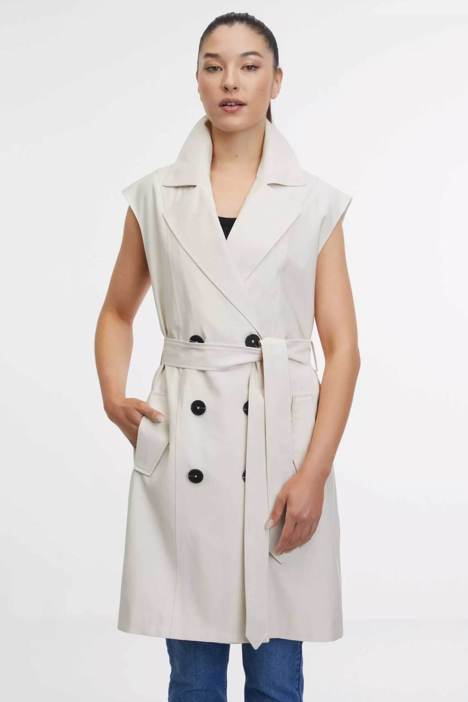 ORSAY Orsay γυναικεία αμάνικη καπαρντίνα με σταυρωτό κούμπωμα - 1000354-X13-0907 Κρέμ