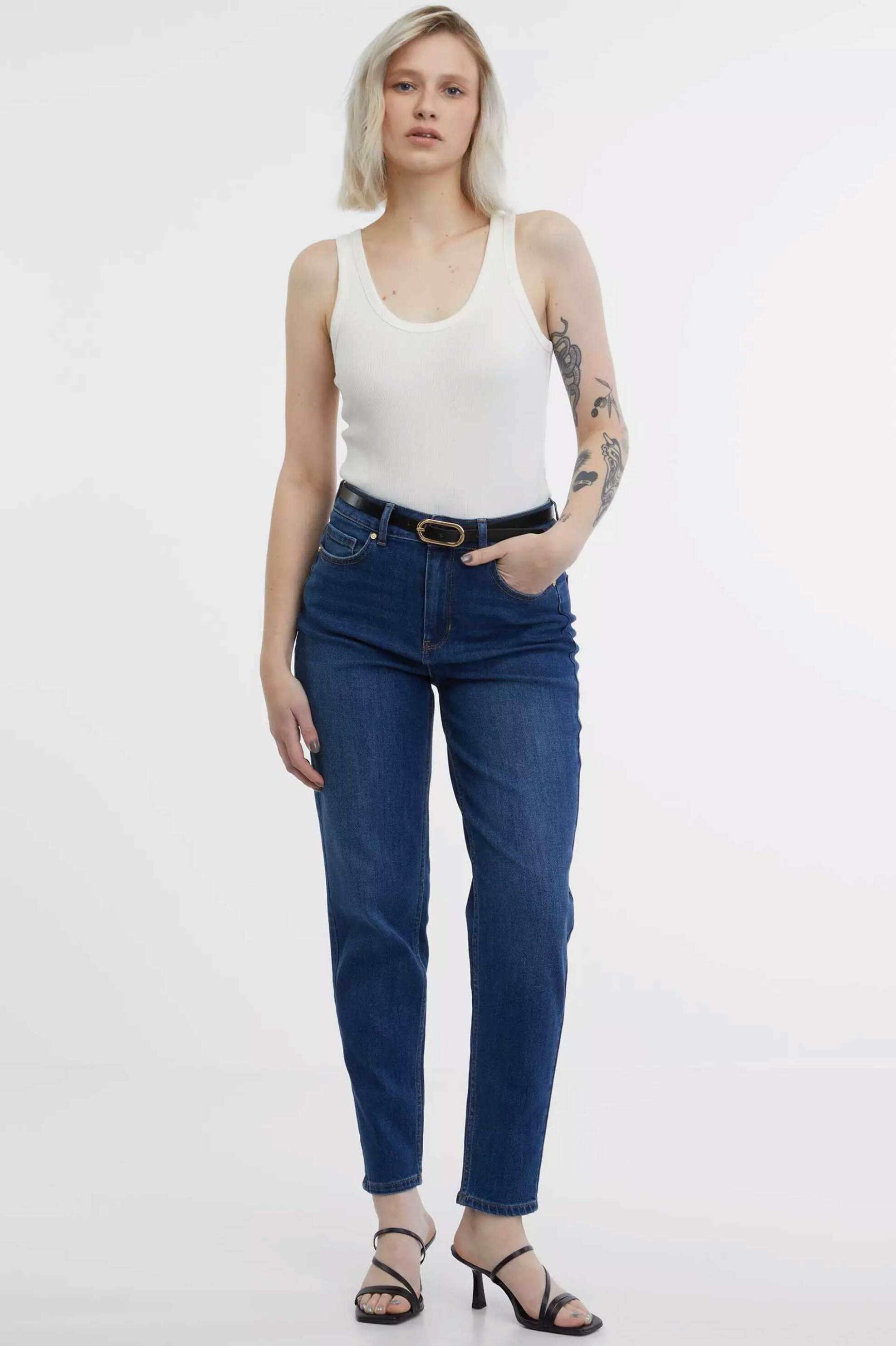 ORSAY Orsay γυναικείο τζιν παντελόνι μονόχρωμο πεντάτσεπο με αποσπώμενη ζώνη - 1000360-D00-0152 Denim Blue Σκούρο