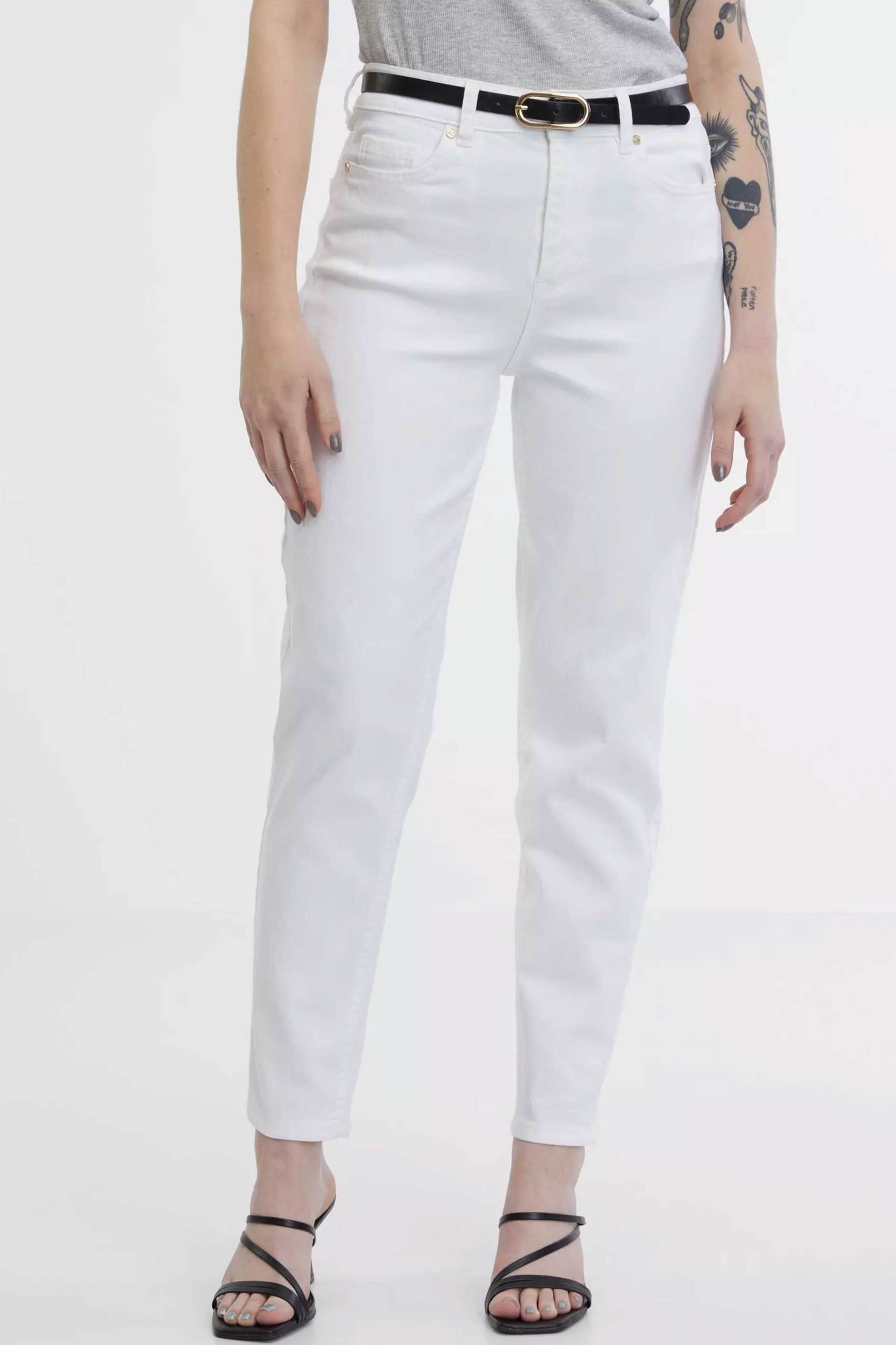 Orsay γυναικείο τζιν παντελόνι μονόχρωμο πεντάτσεπο με αποσπώμενη ζώνη - 1000360-X00-0000 Λευκό φωτογραφία