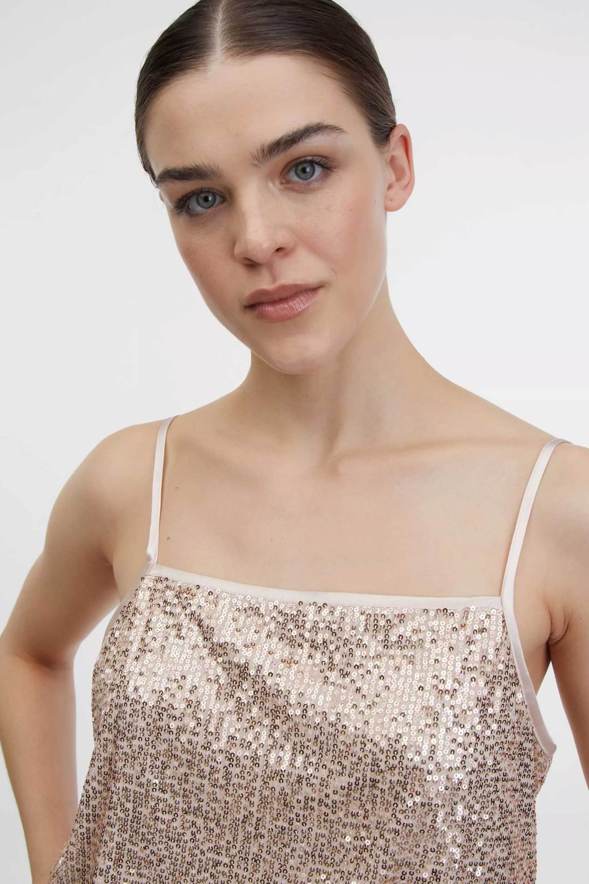 Orsay γυναικείο τοπ με all-over σχέδιο με παγιέτες - 1000444-X13-1405 Μπεζ φωτογραφία