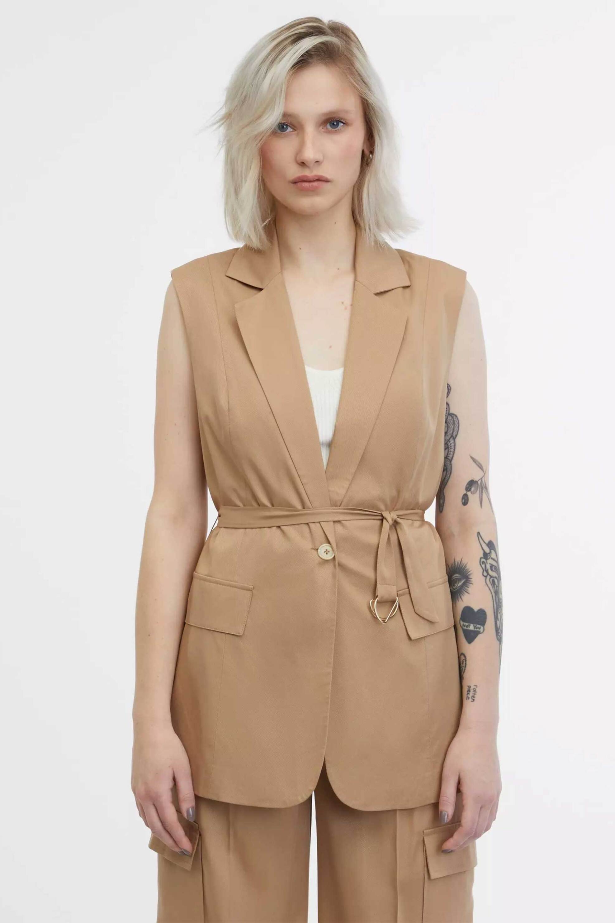 ORSAY Orsay γυναικείο γιλέκο με ζώνη - 1000490-X17-1320 Ταμπά