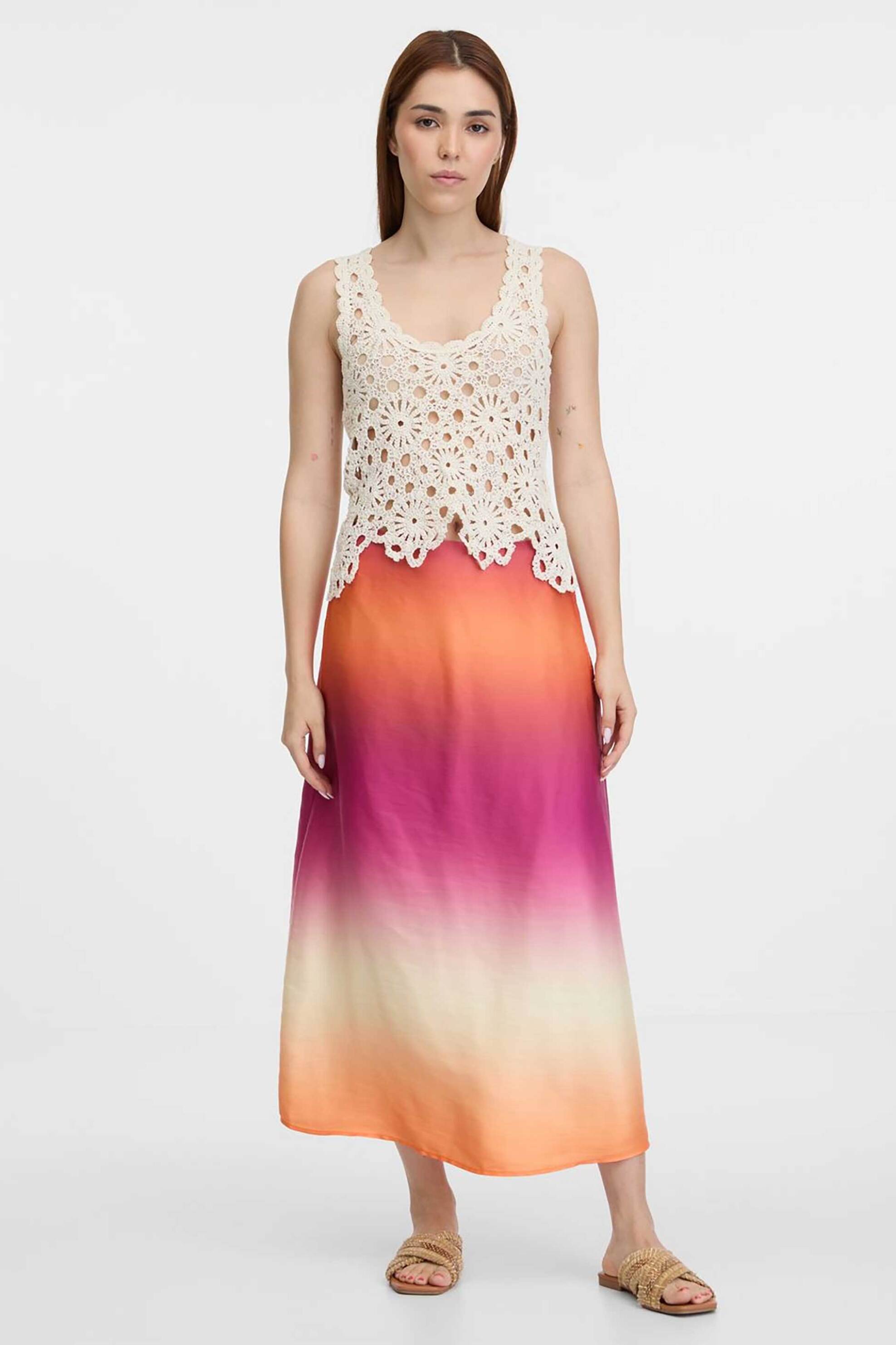 Orsay γυναικεία midi φούστα A line με all-over print - 1000639-O00-1166 Πορτοκαλί