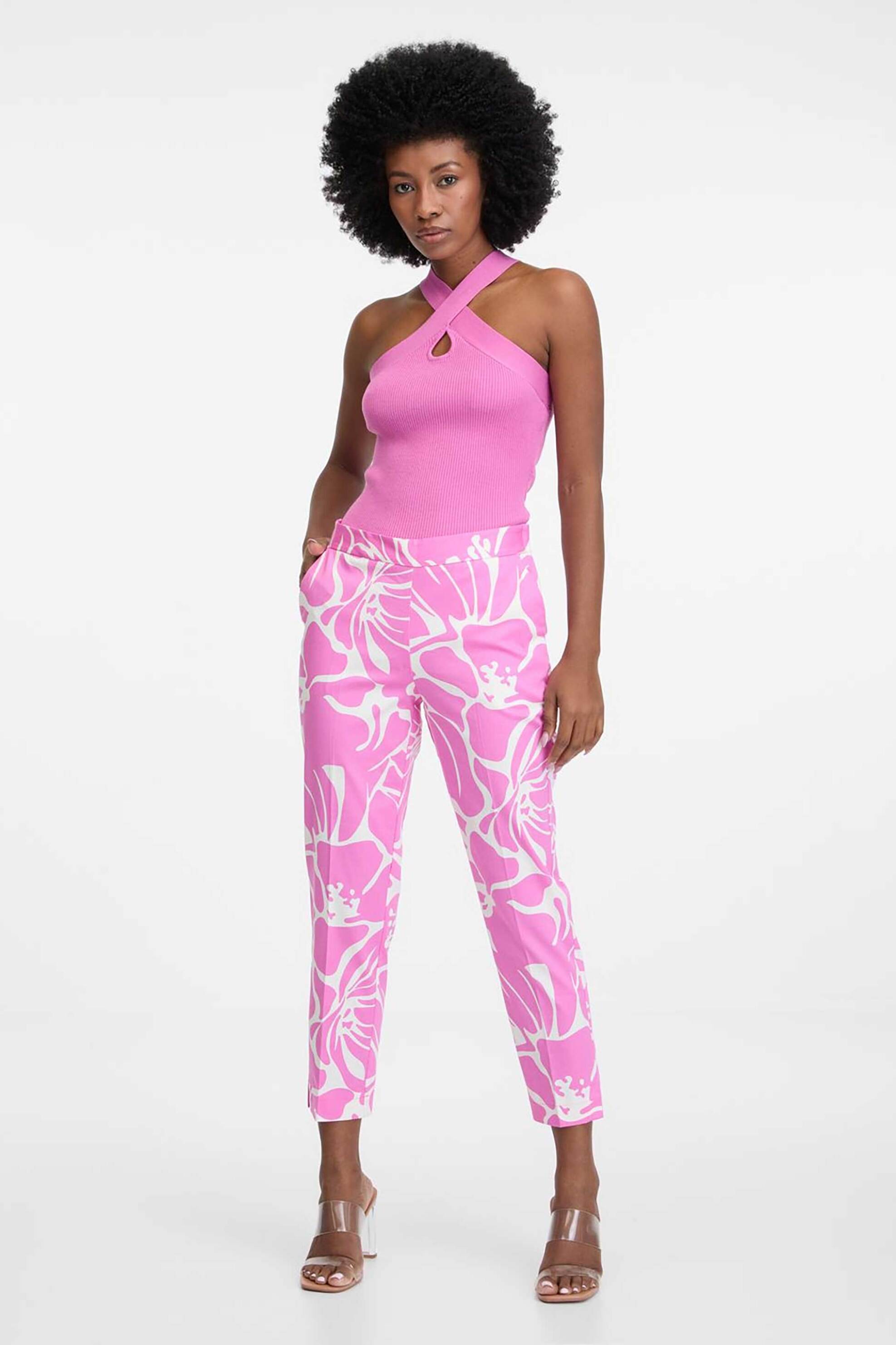 Orsay γυναικείο παντελόνι με floral print cropped - 1000590-X17-2625 Φούξια
