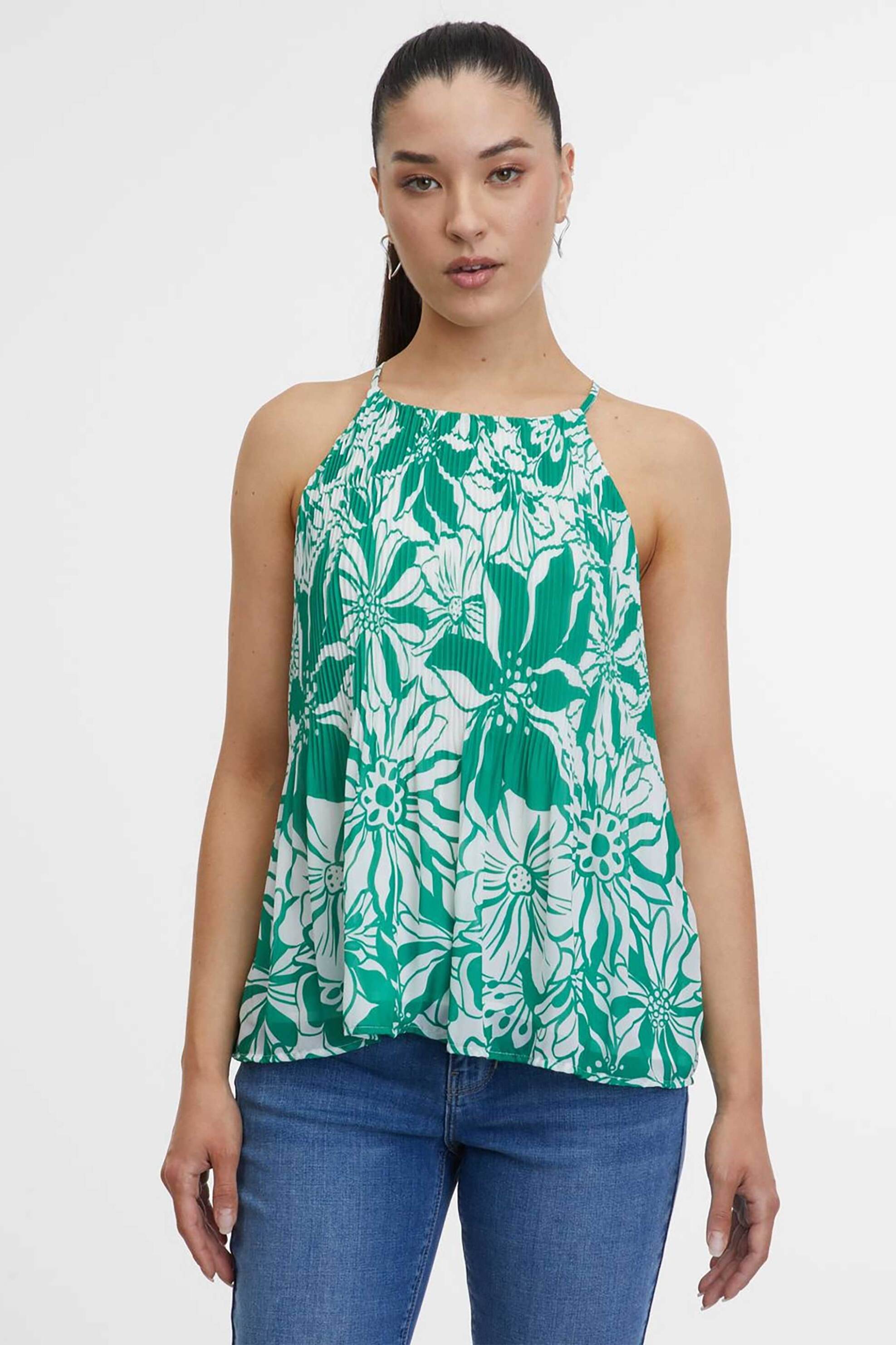 Orsay γυναικεία αμάνικη μπλούζα με floral print - 1000495-X18-6022 Πράσινο