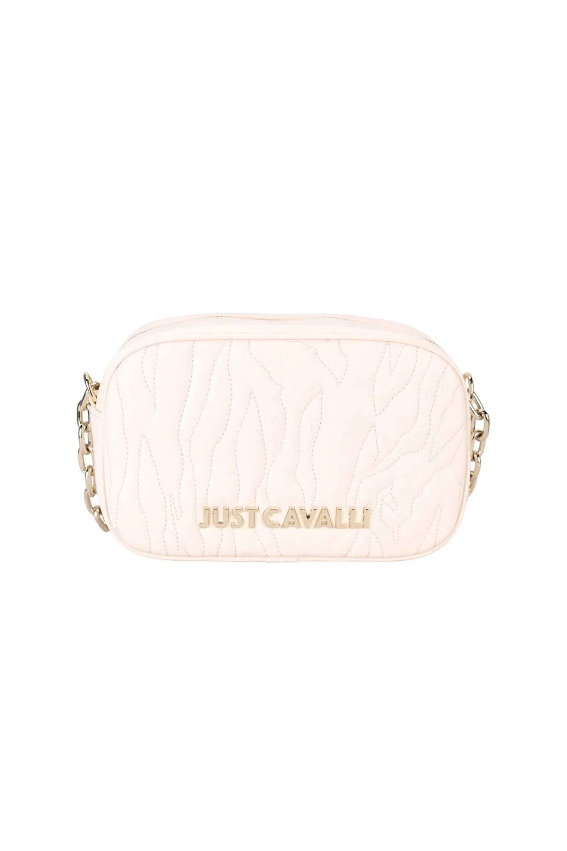 Just Cavalli γυναικεία τσάντα crossbody καπιτονέ με μεταλλικό λογότυπο και σλυσίδα ώμου - 77RA4BE1ZSB23 Ροζ Ανοιχτό