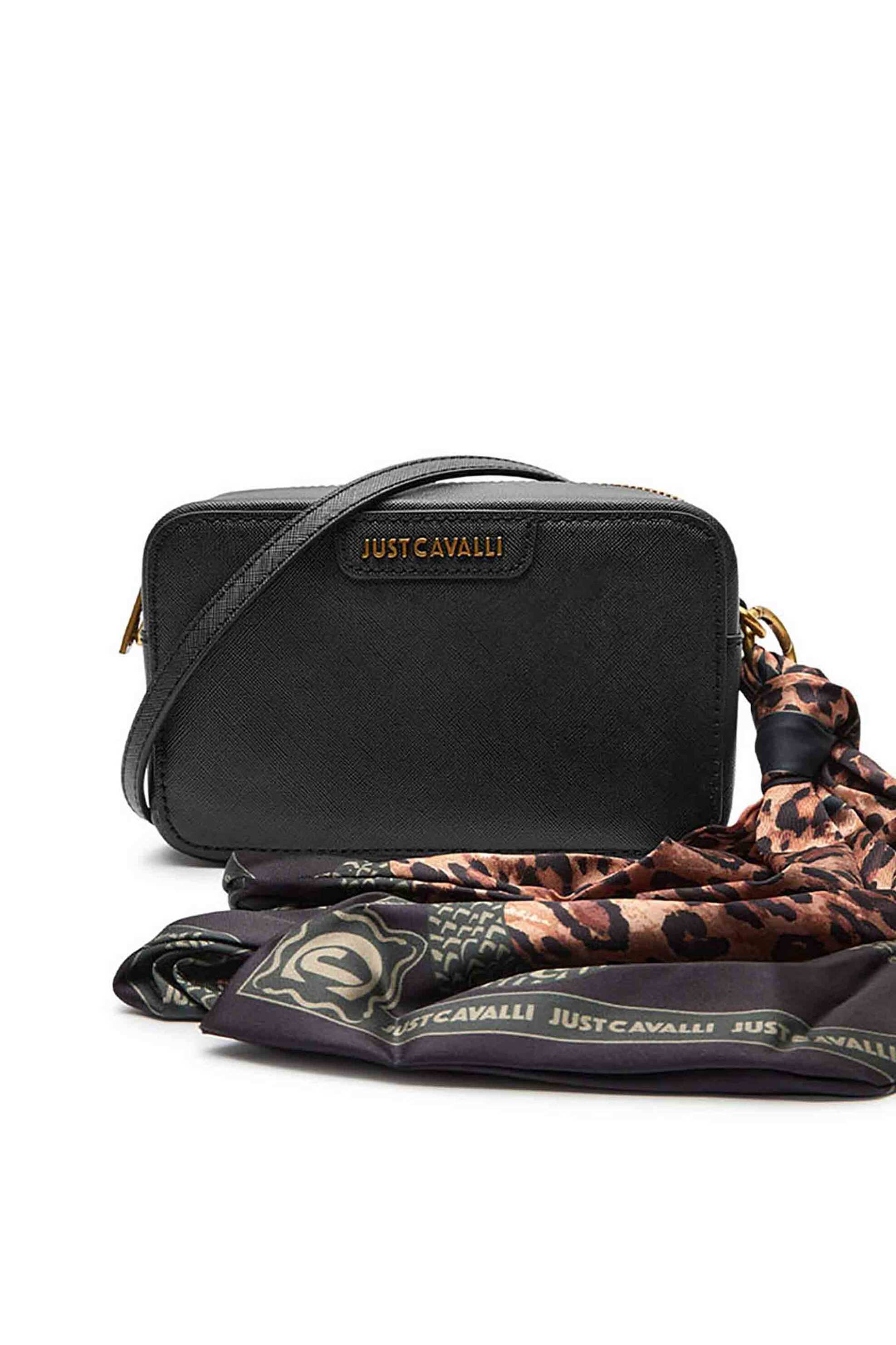 Just Cavalli γυναικεία τσάντα crossbody με μεταλλικό λογότυπο και μαντήλι με animal print | ONE SIZE