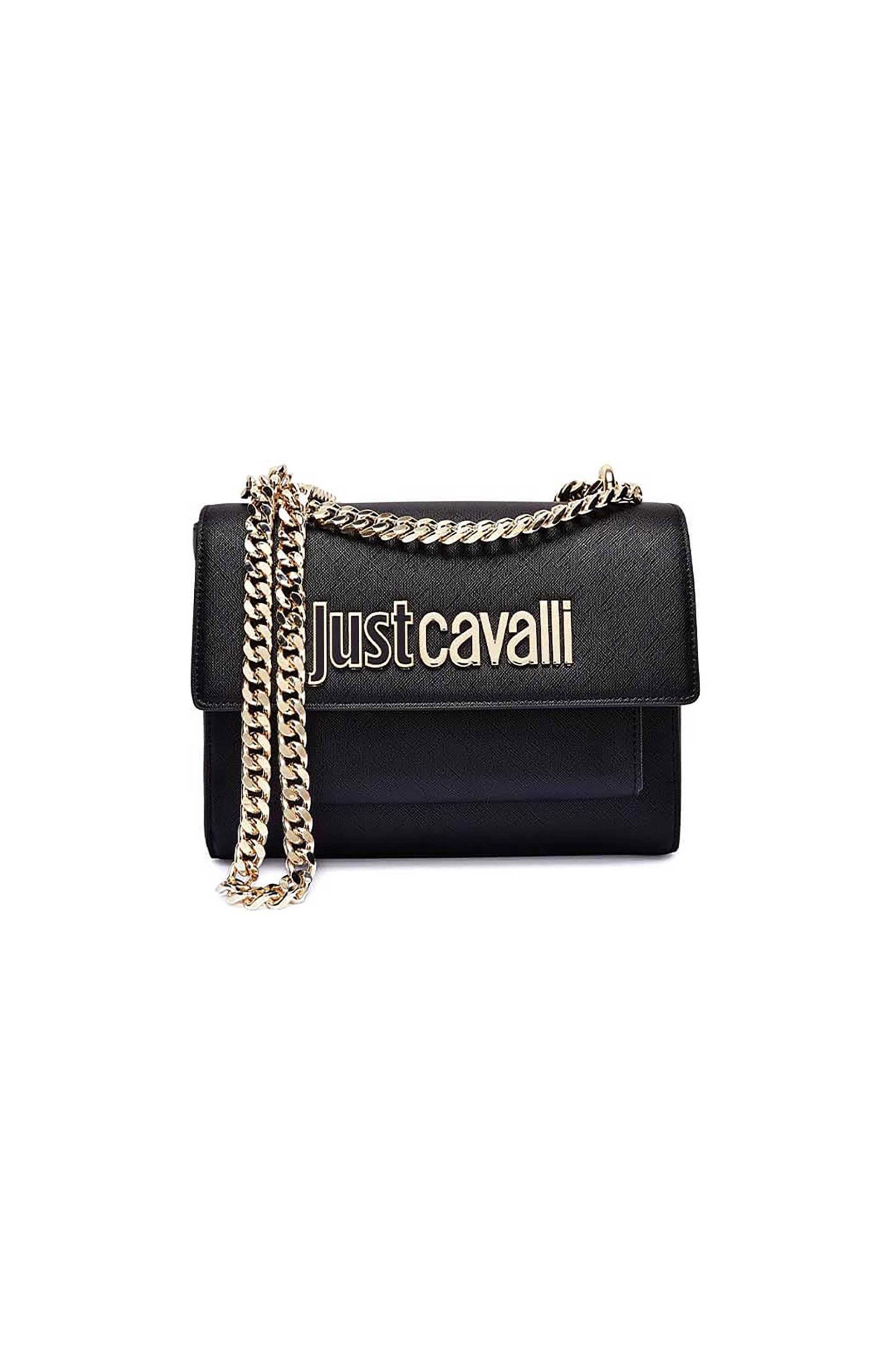  Just Cavalli γυναικεία τσάντα ώμου/crossbody με ανάγλυφο μεταλλικό λογότυπο - 78RA4BB2ZS766 Μαύρο 2025