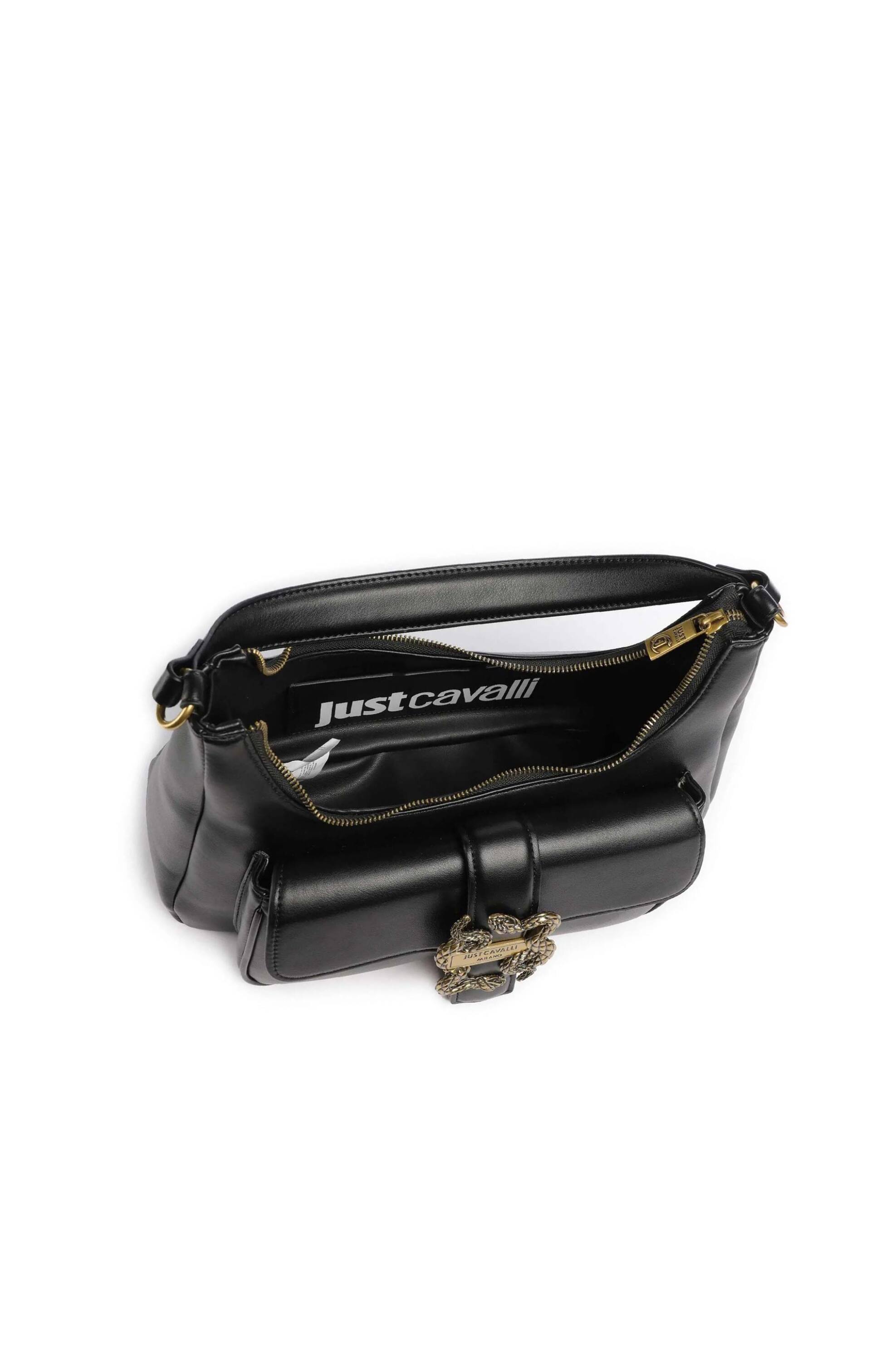 Just Cavalli γυναικεία τσάντα ώμου με μεταλλικό λογότυπο και iconic snakes - 79RA4BA4ZSA89 Μαύρο φωτογραφία