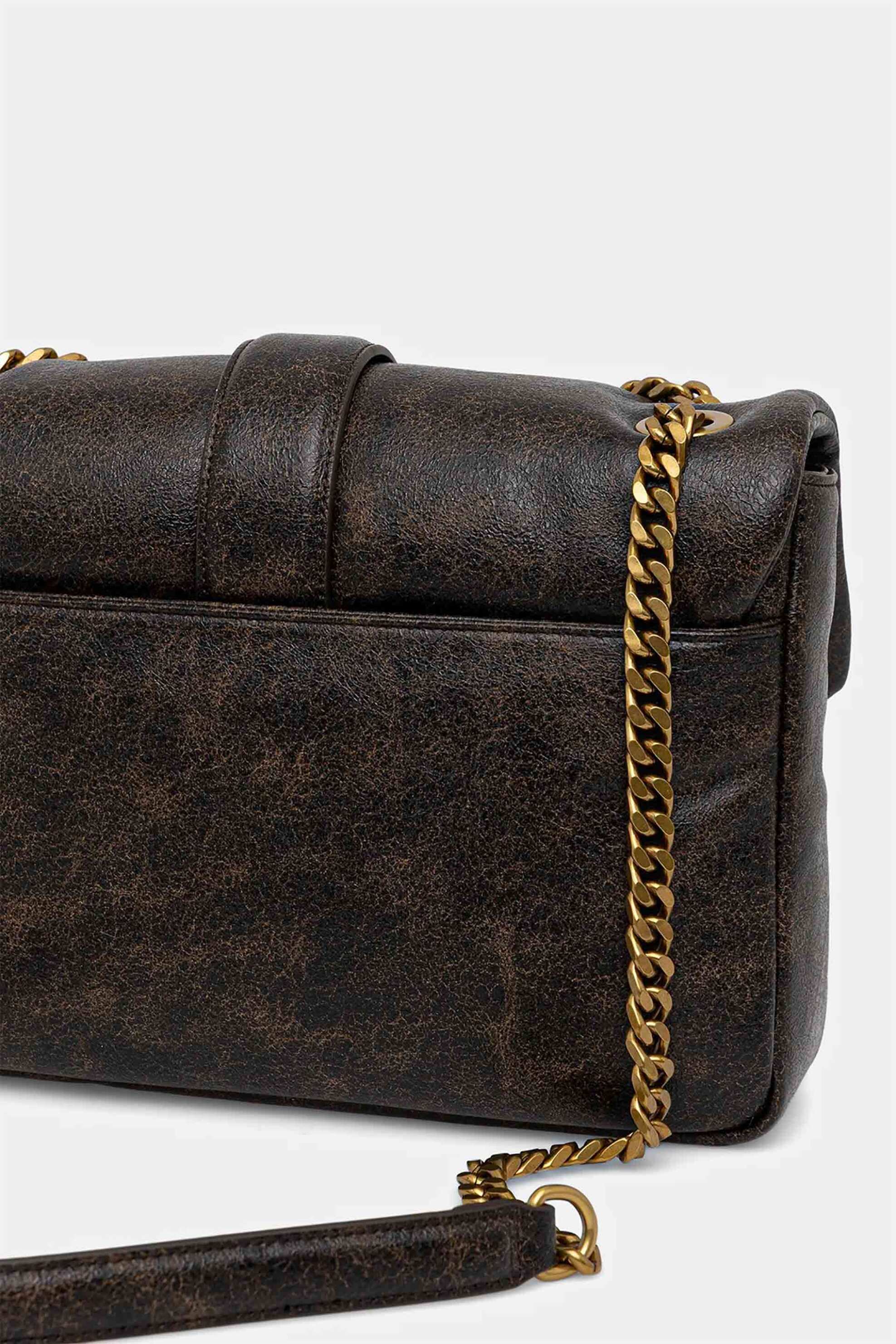 Just Cavalli γυναικεία τσάντα ώμου με μεταλλικό λογότυπο και iconic snakes - 79RA4BC3ZSD10 Καφέ Σκούρο φωτογραφία