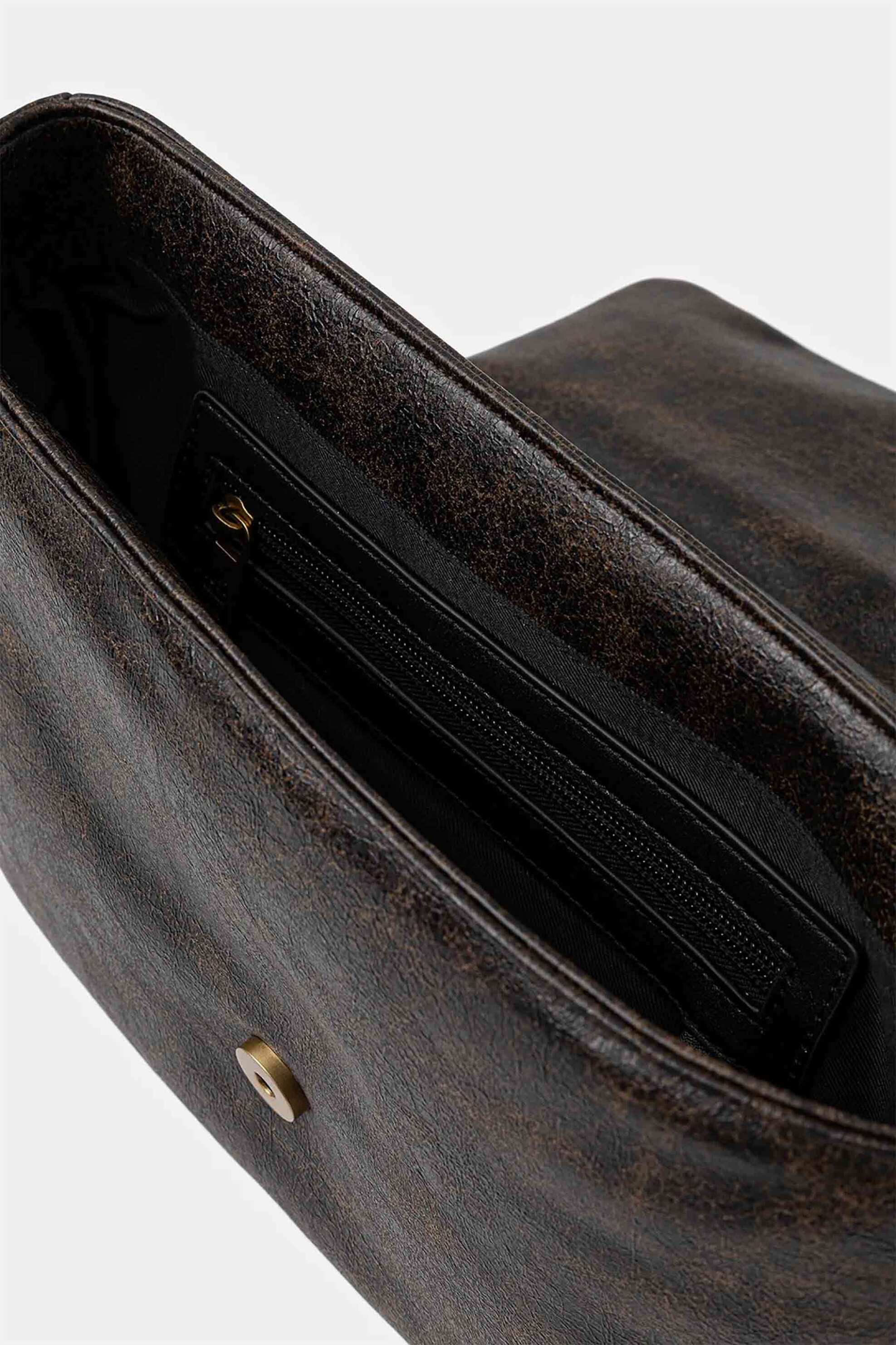 Just Cavalli γυναικεία τσάντα ώμου με μεταλλικό λογότυπο και iconic snakes - 79RA4BC3ZSD10 Καφέ Σκούρο φωτογραφία