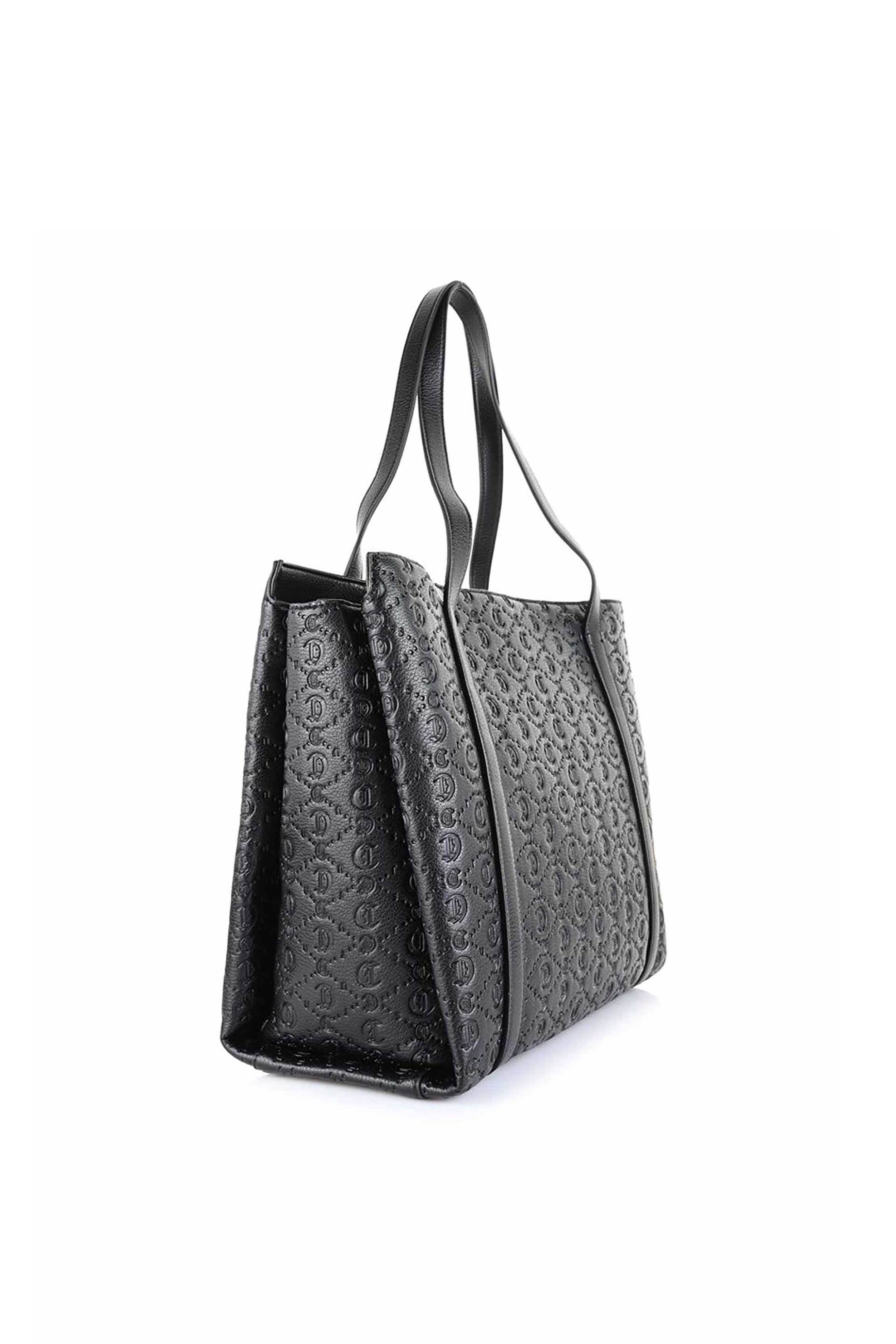 Just Cavalli γυναικεία τσάντα ώμου με μεταλλικό λογότυπο και all-over ανάγλυφο monogram - 79RA4BG1ZSB97 Μαύρο φωτογραφία