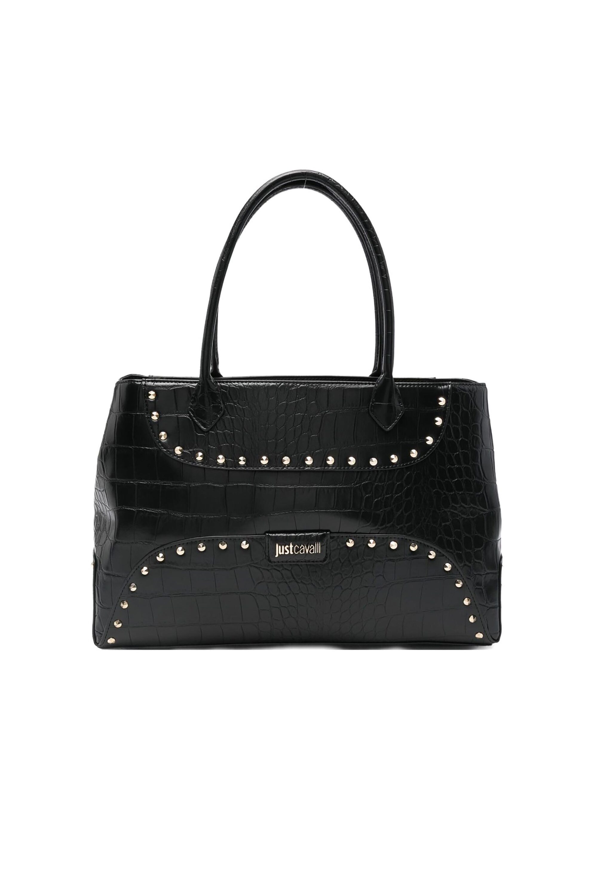 JUST CAVALLI Just Cavalli γυναικεία τσάντα ώμου με croco pattern, τρουκς και μεταλλικό λογότυπο - 79RA4BF4ZSB96 Μαύρο
