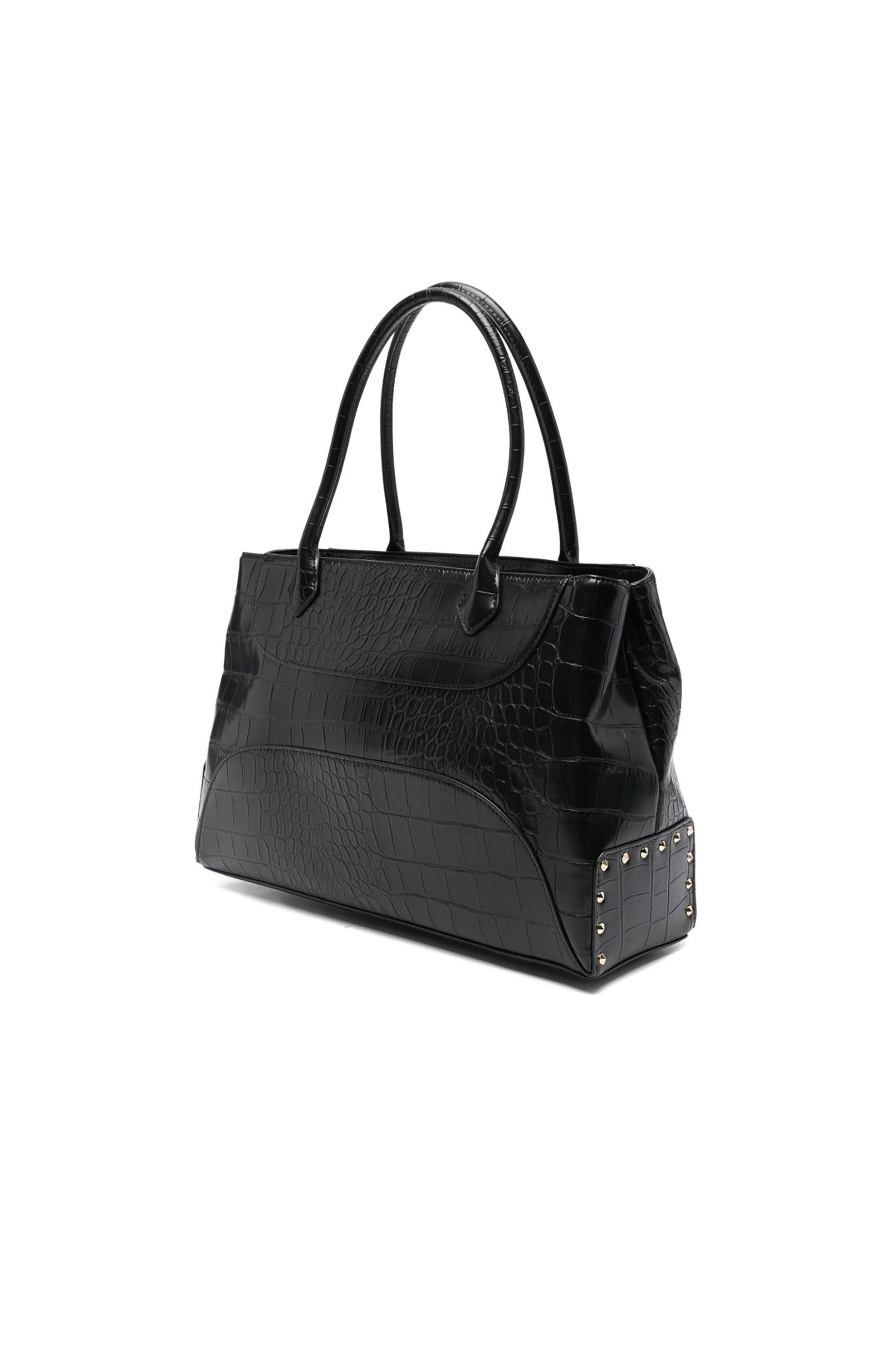 Just Cavalli γυναικεία τσάντα ώμου με croco pattern, τρουκς και μεταλλικό λογότυπο - 79RA4BF4ZSB96 Μαύρο φωτογραφία