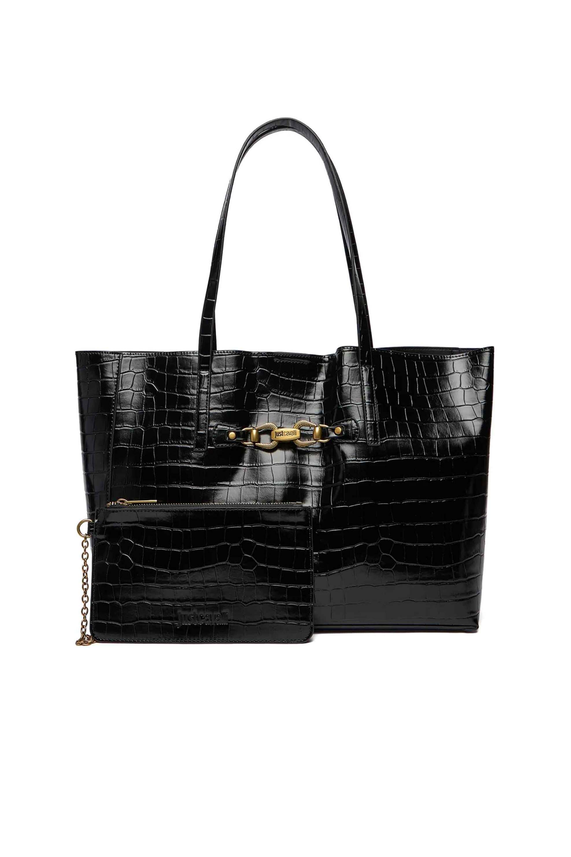 Just Cavalli γυναικεία τσάντα tote με croco pattern και μεταλλικό λογότυπο | ONE SIZE