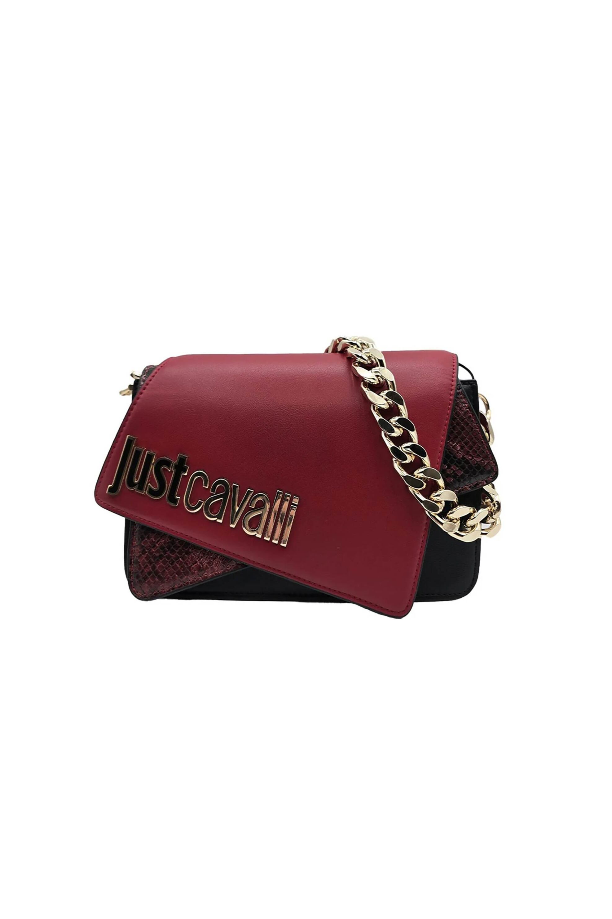 Just Cavalli γυναικεία τσάντα ώμου με μεταλλικό λογότυπο - 79RA4BY1ZSD14 Μπορντό